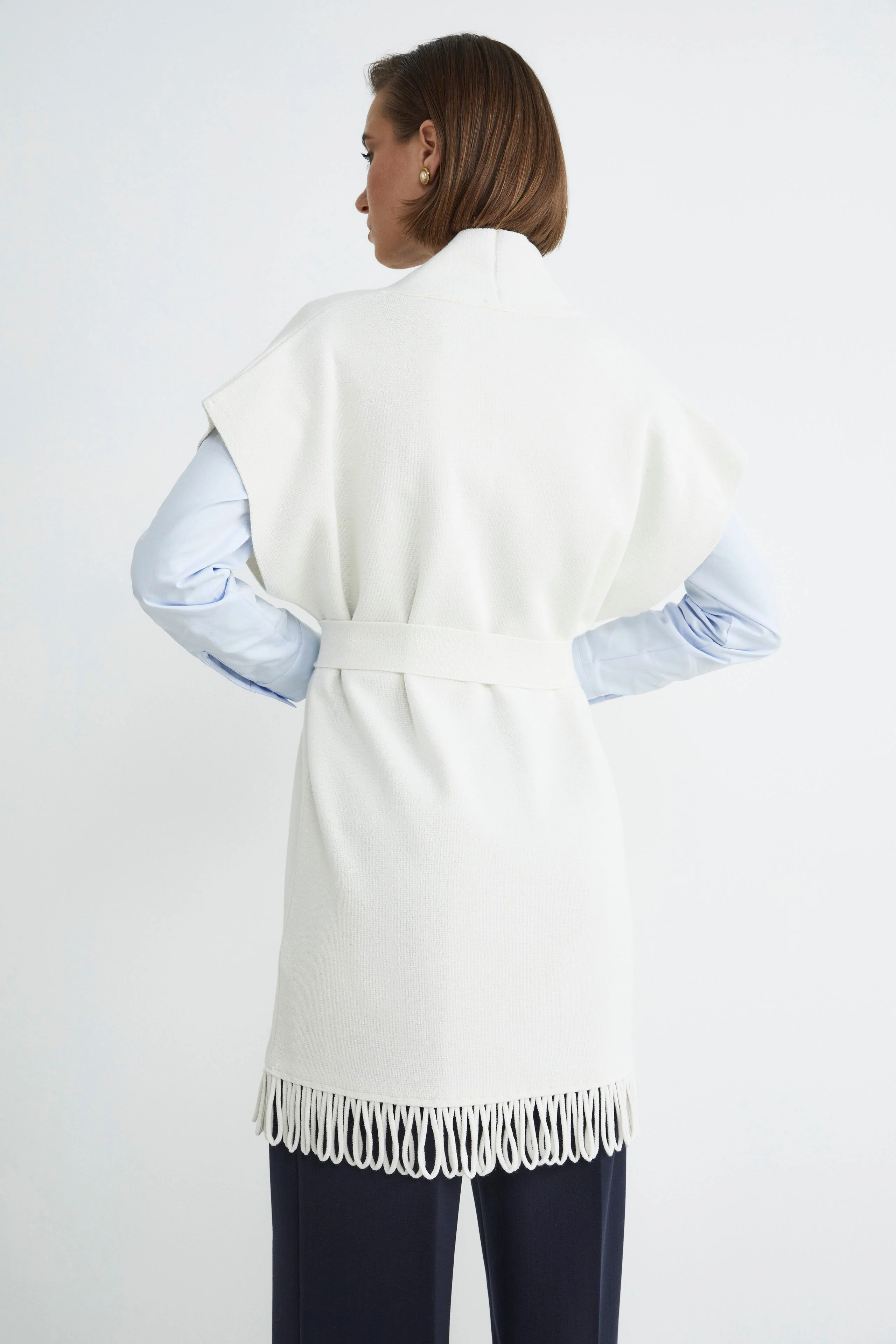Gilet con frange - ECRU - Image 5
