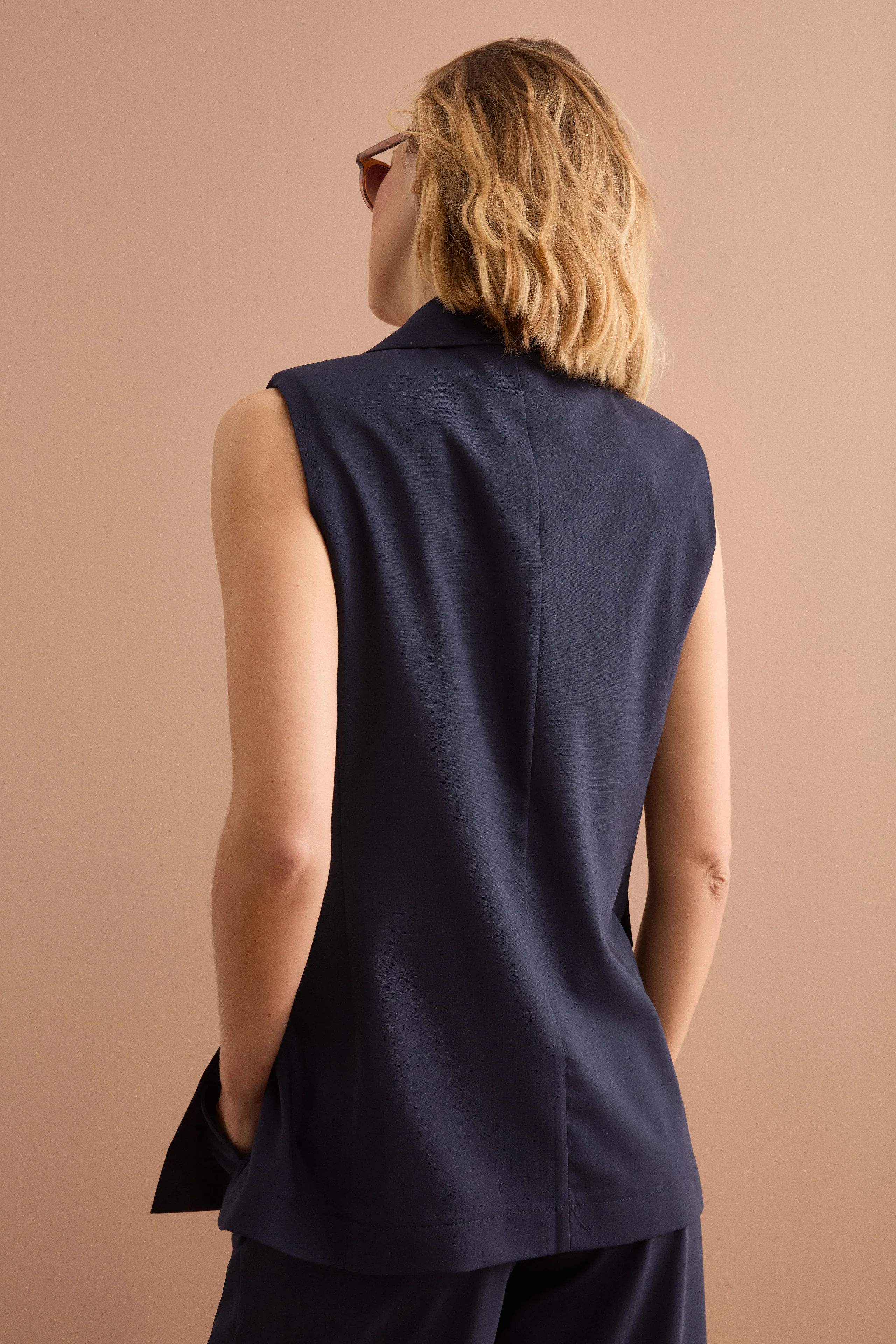 Gilet Doppiopetto da Cerimonia in Lana Vergine - BLU - Image 7