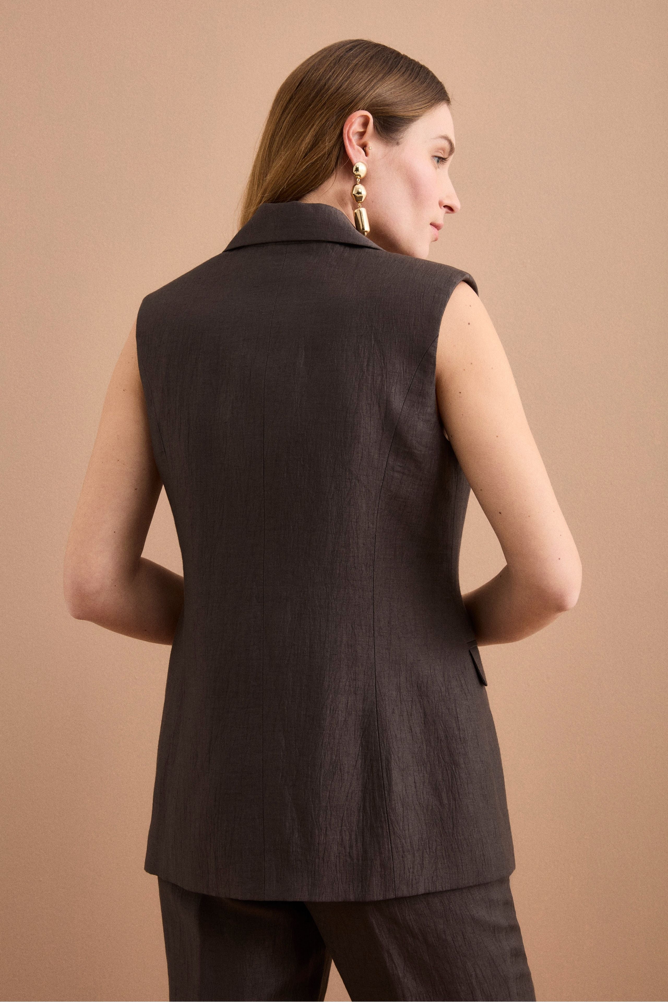 Gilet Doppiopetto in Misto Lino - T.MORO - Image 3