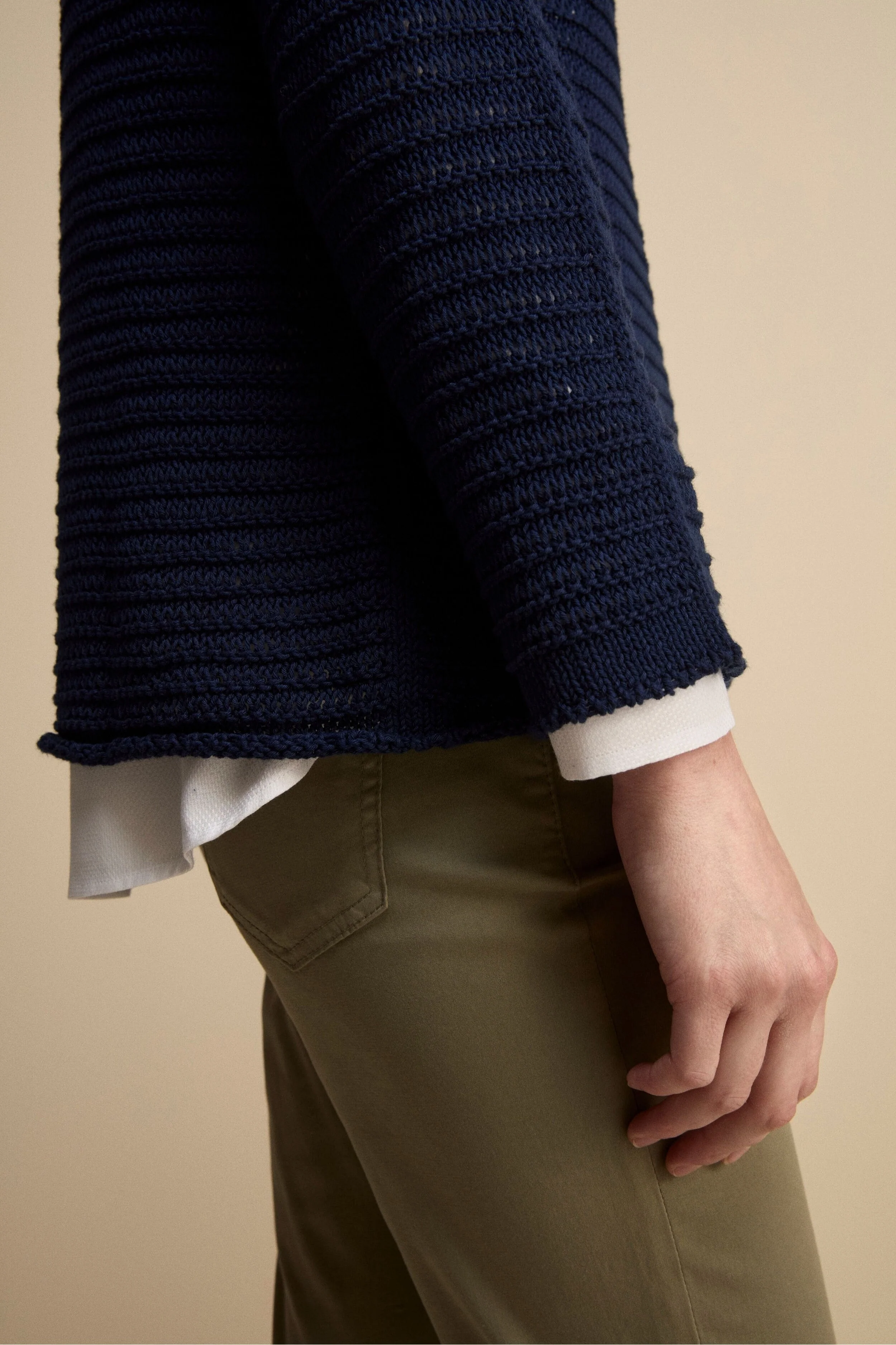 Girocollo Raglan Traforato in Cotone - BLU - Image 3