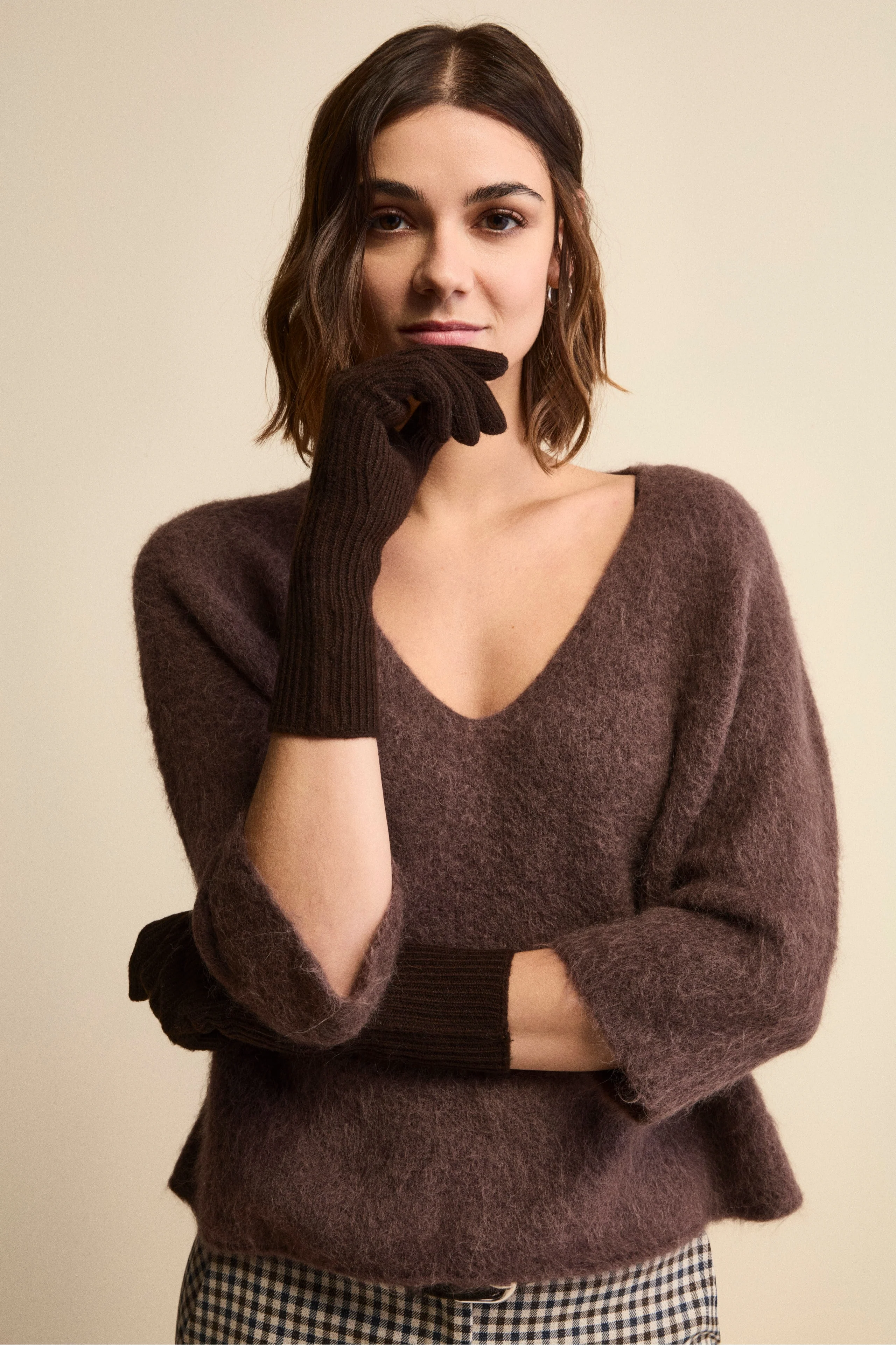 Guanto a Coste in Lana e Cashmere - CAFFE