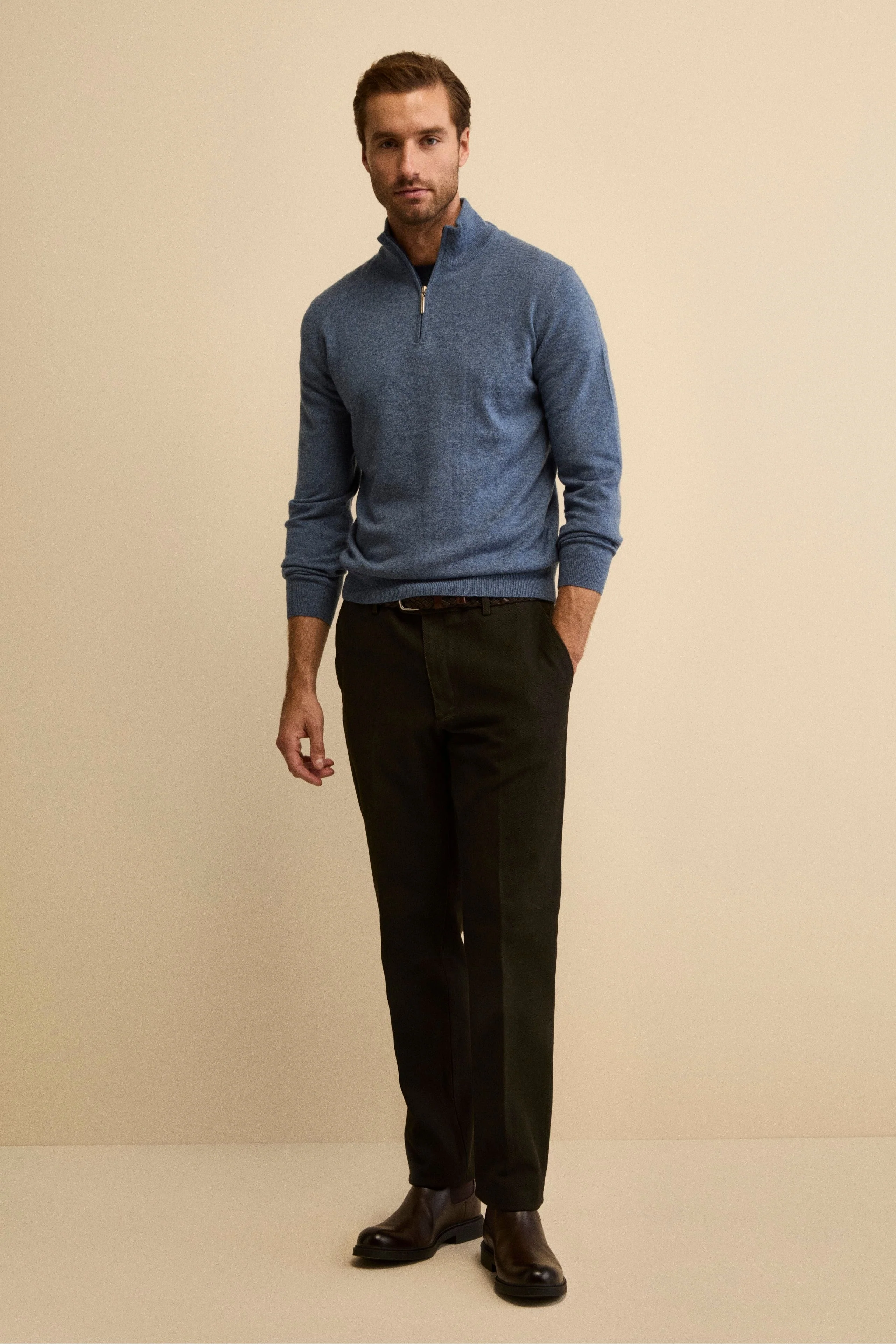 Pantalone con Pieghe Slim Fit in Cotone - T.MORO - Image 4