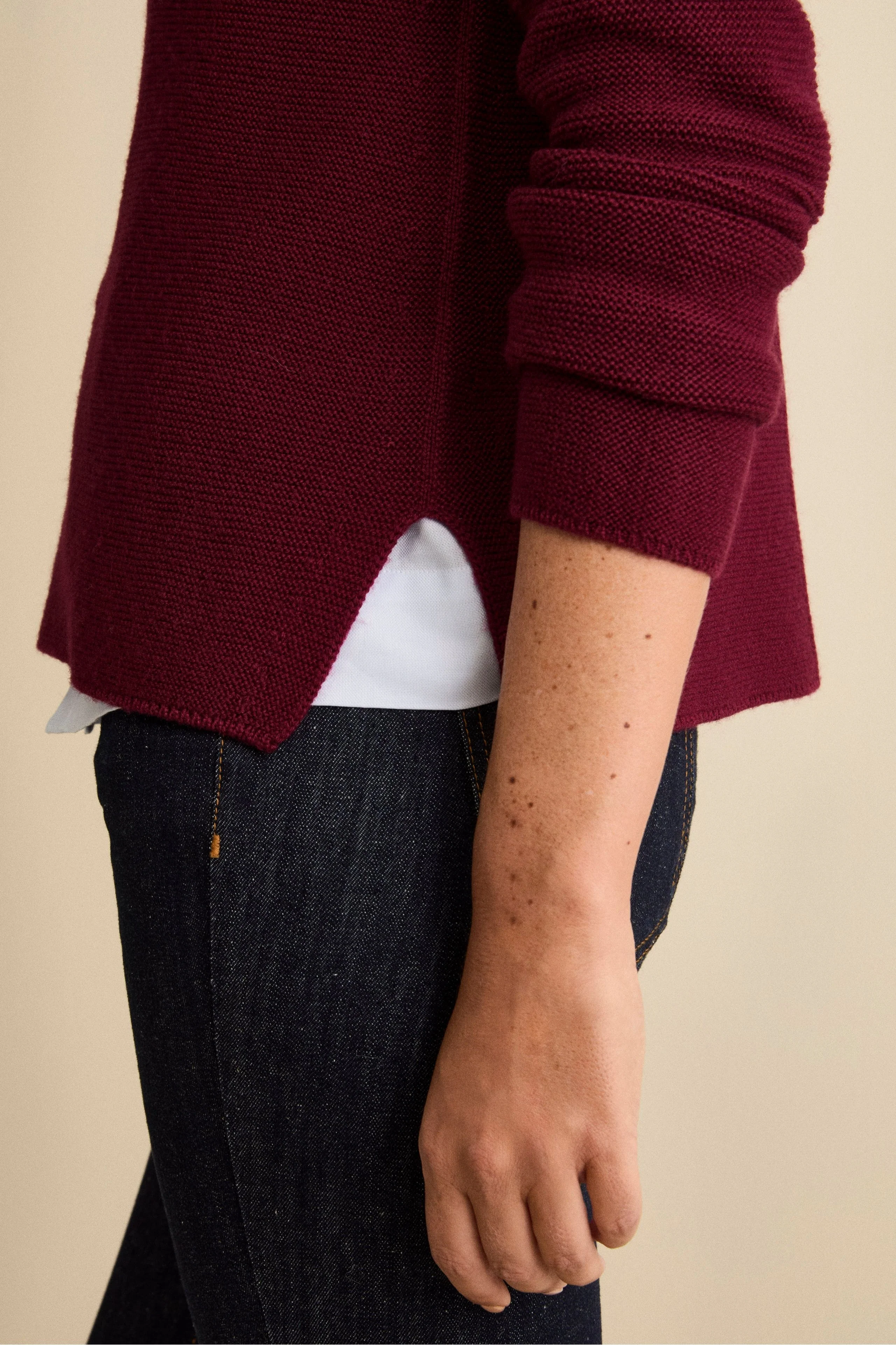 Maglia Barchetta in Lana Merino - BORDEAUX - Image 3