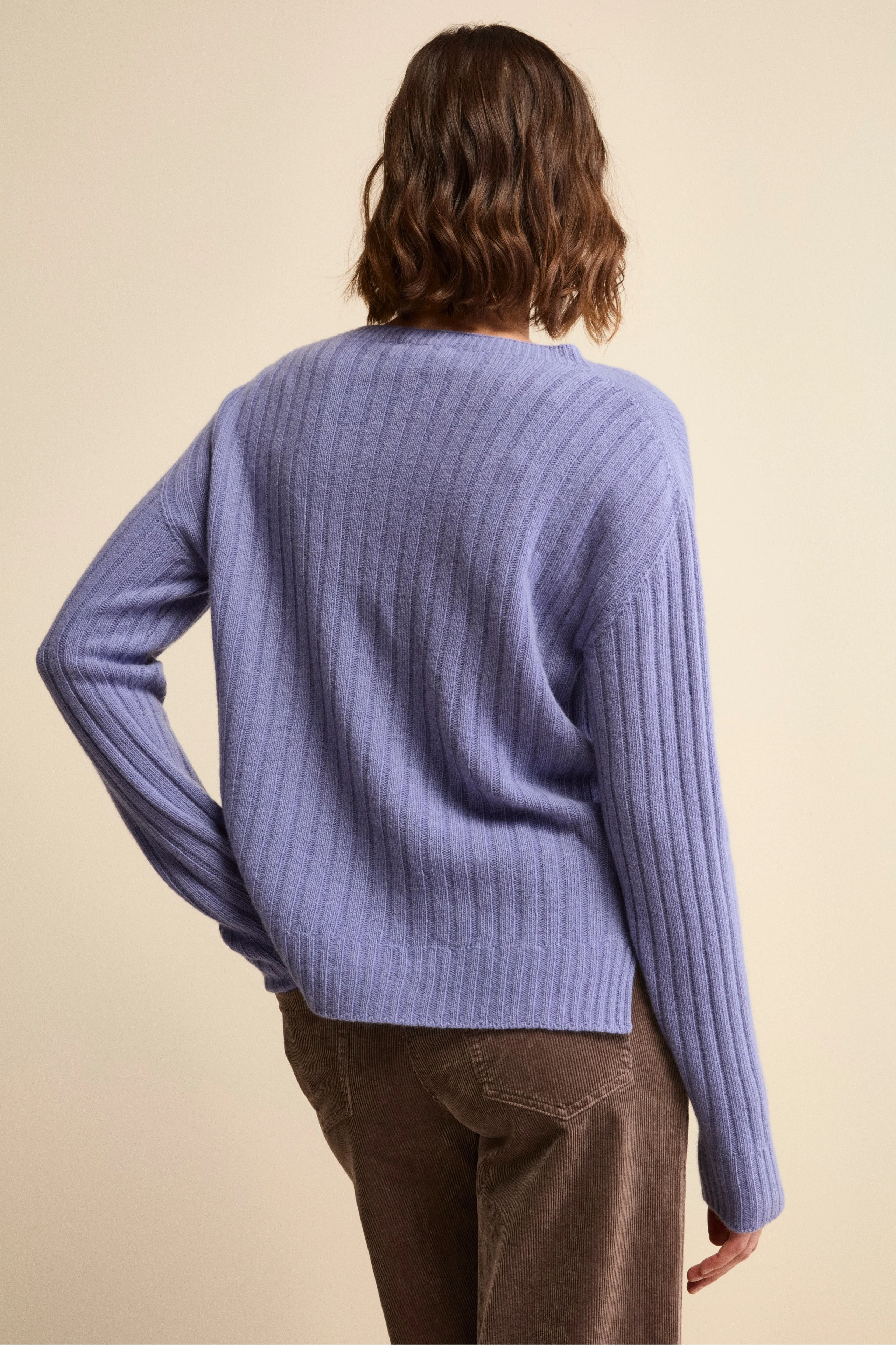 Maglia Barchetta Lavorata in Lana e Cashmere - LAVANDA - Image 2