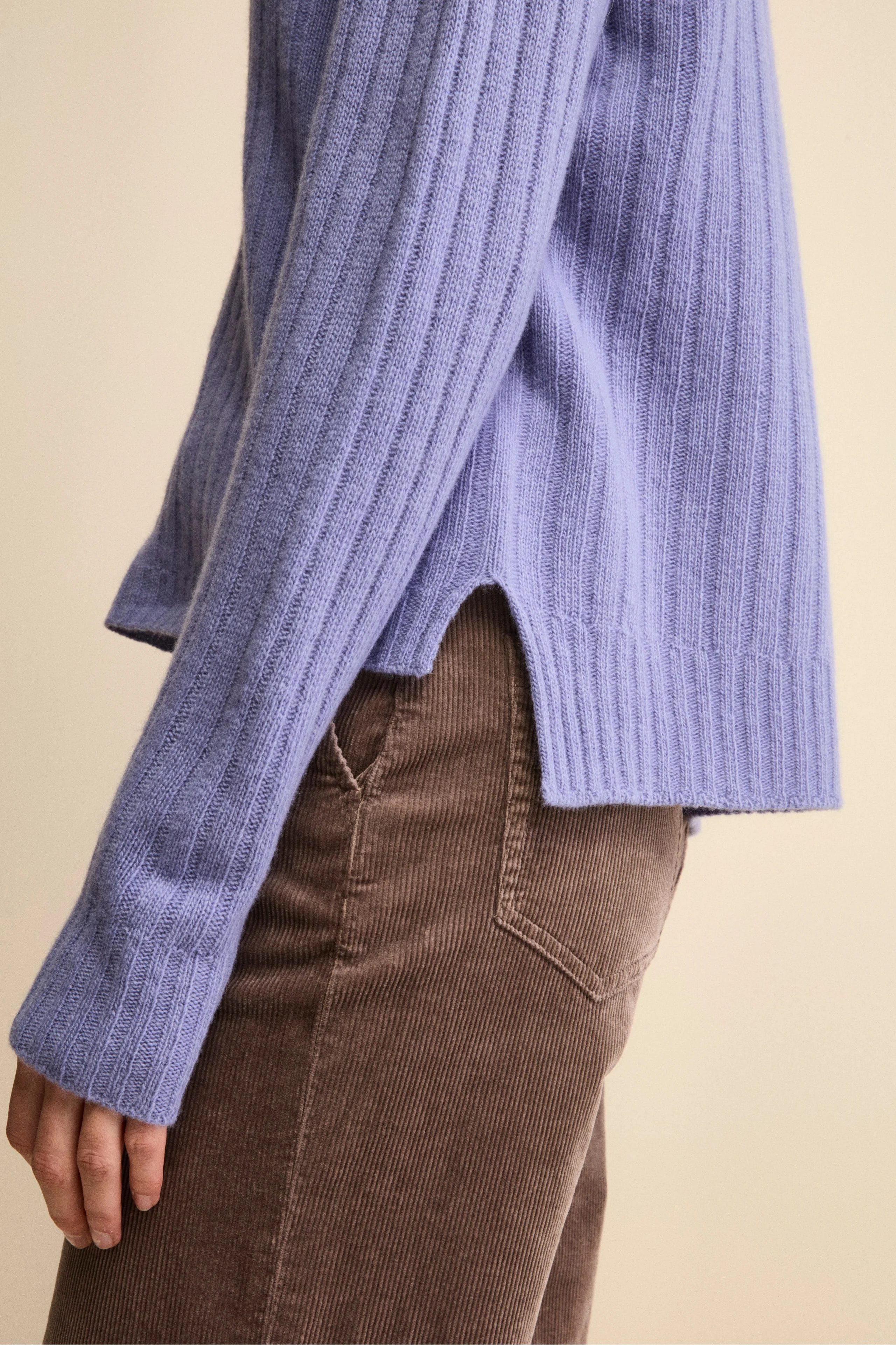 Maglia Barchetta Lavorata in Lana e Cashmere - LAVANDA - Image 4