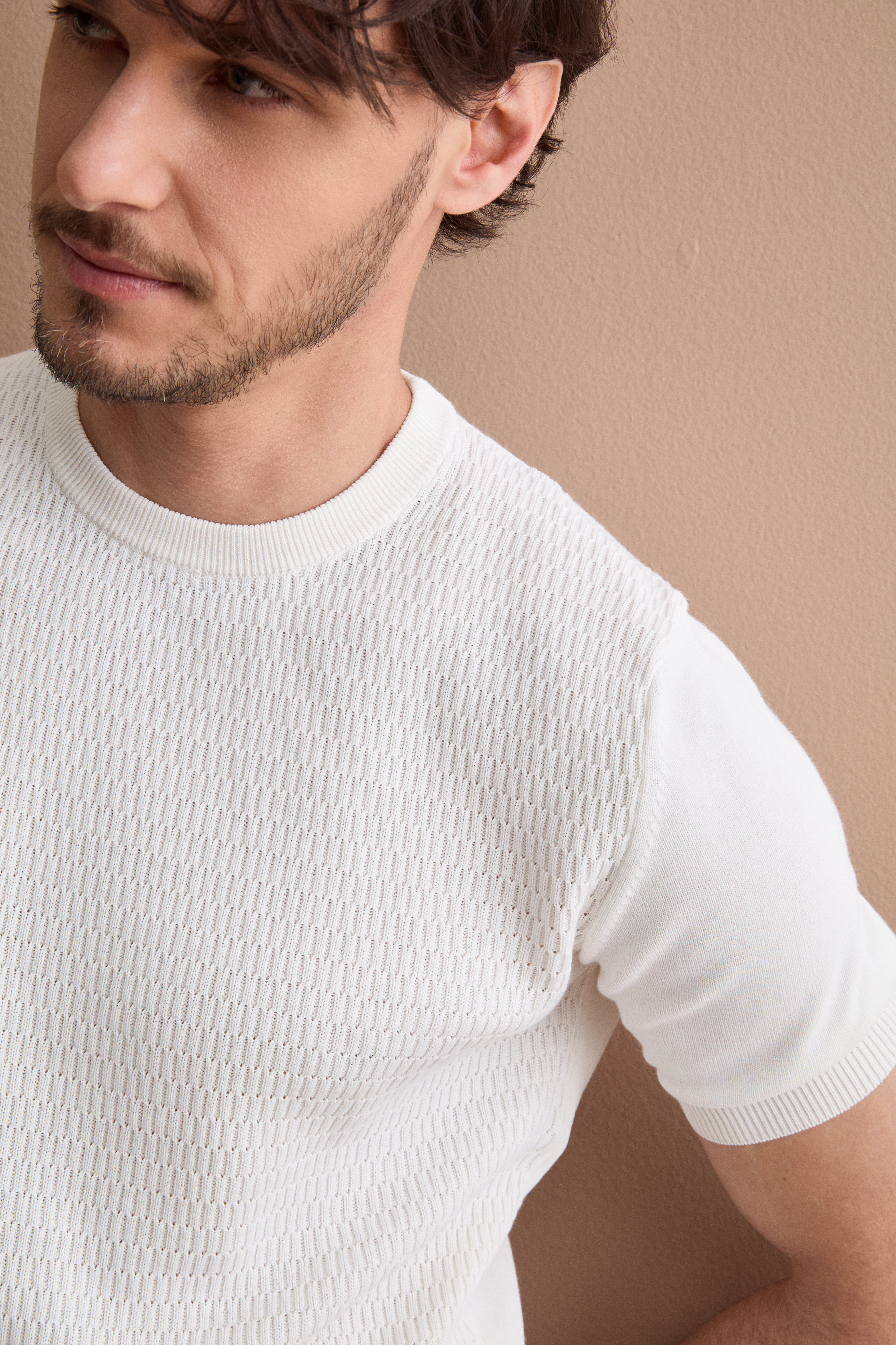 Maglia Casual in Cotone Crêpe - BIANCO - Image 3