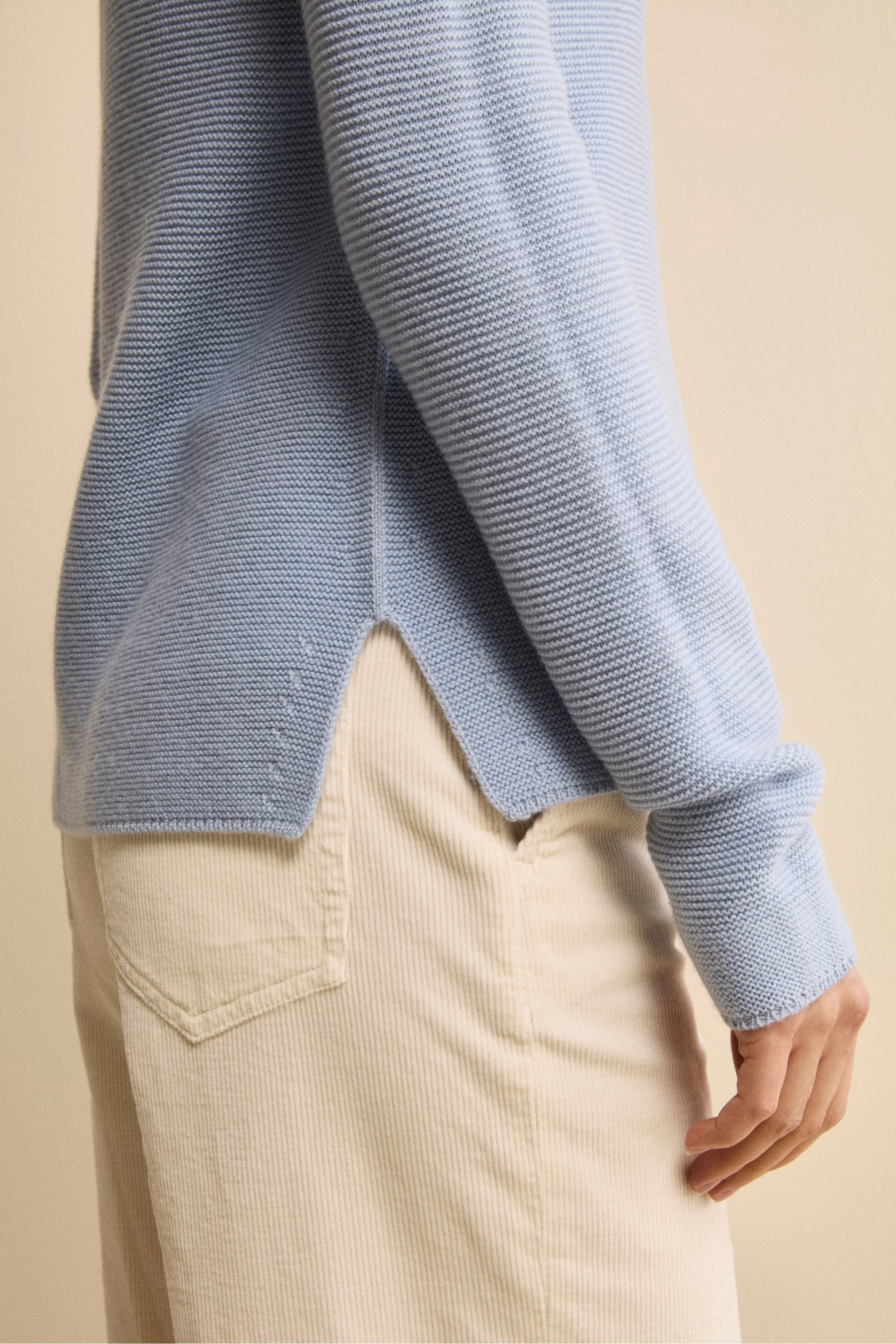 Maglia con Spacchi in Lana Merino - AZZURRO - Image 3