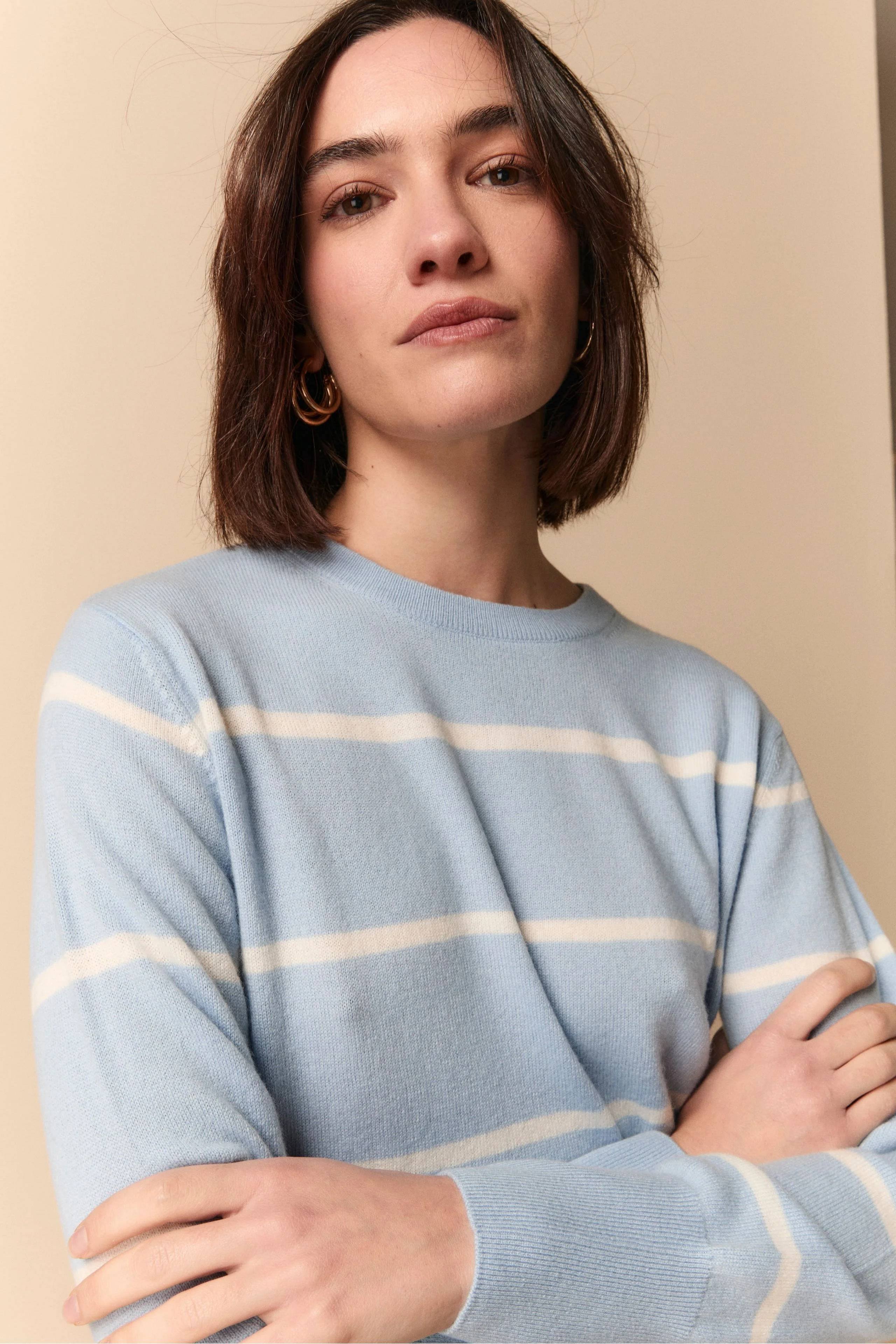 Maglia Girocollo Fantasia in Lana e Cashmere - AZZURRO RIGATO - Image 2
