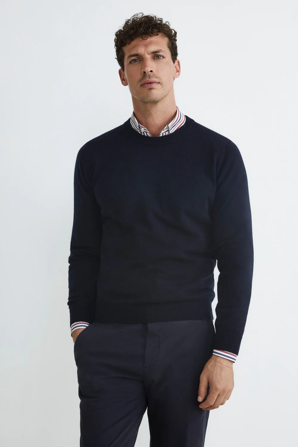 Maglia girocollo in cashmere - BLU