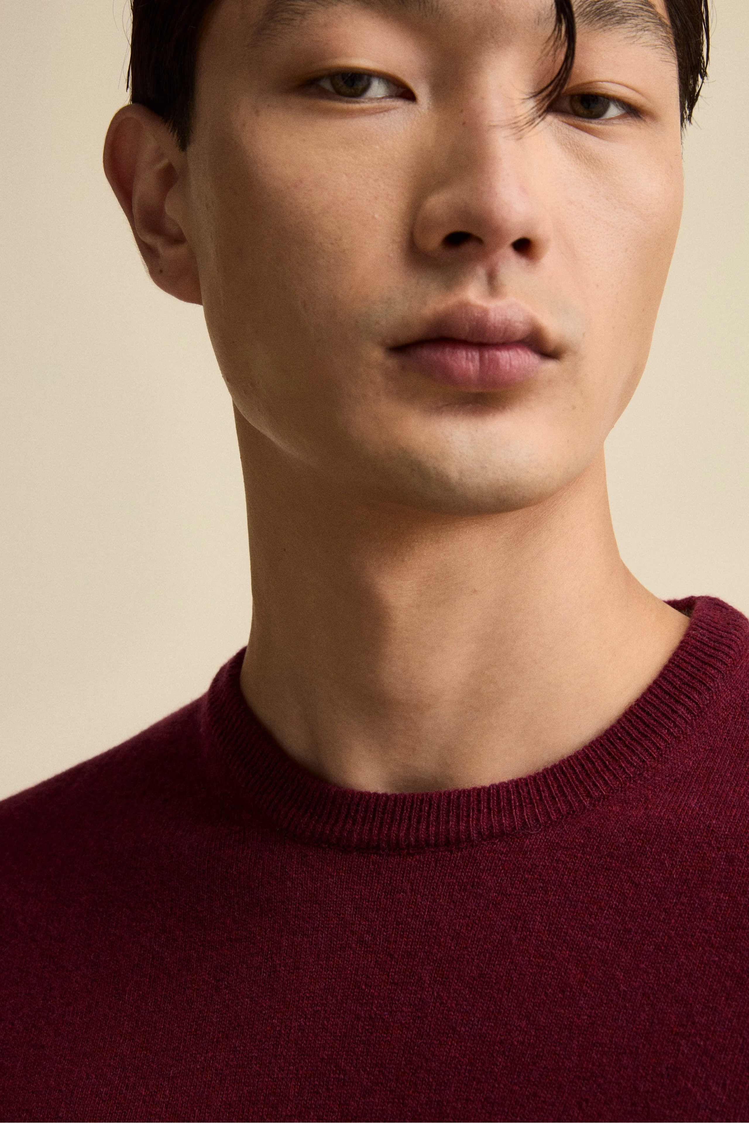 Maglia Girocollo Regular Fit in Lana Merino - BORDEAUX - Image 2