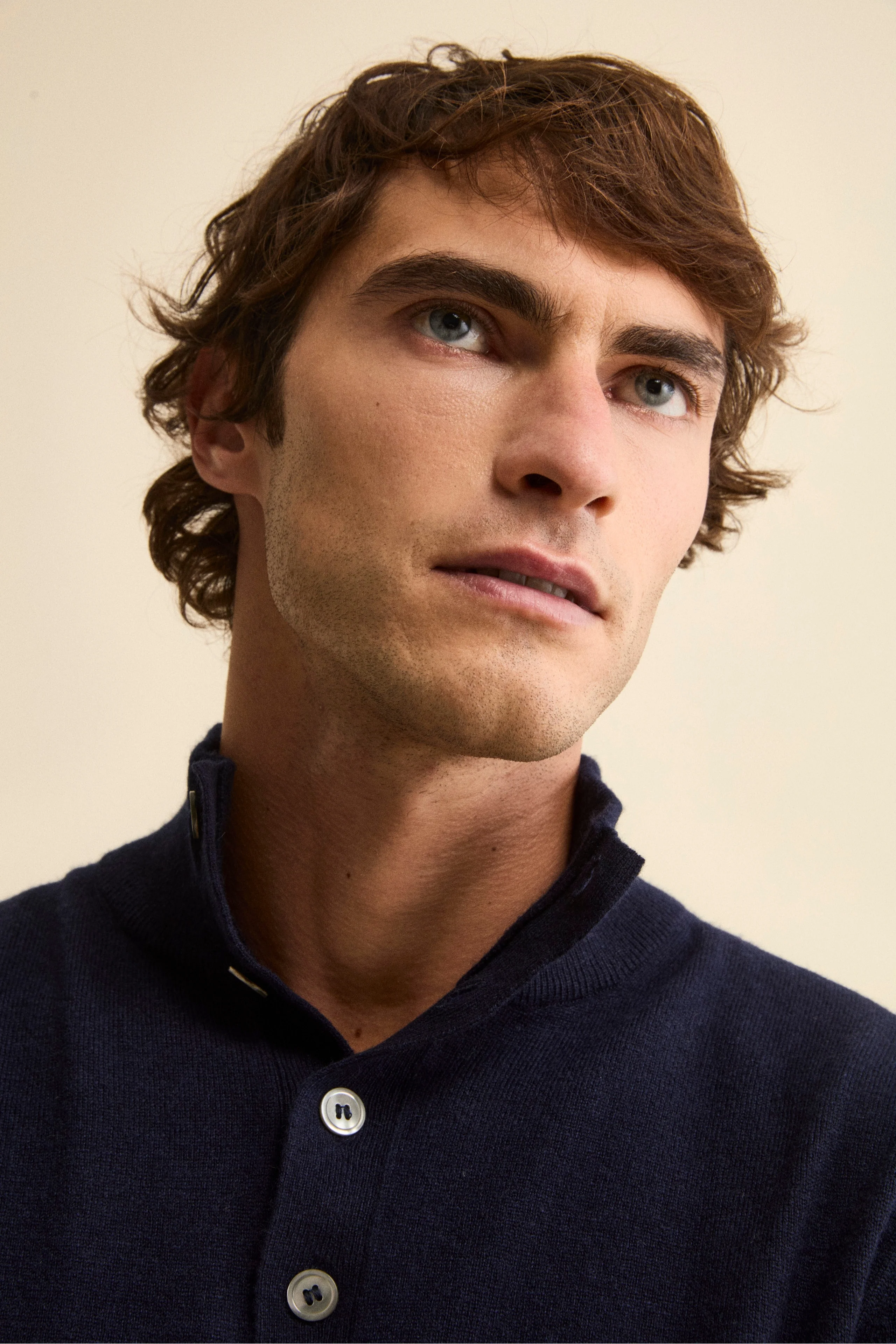 Maglia Serafino in Lana e Cashmere - BLU - Image 2