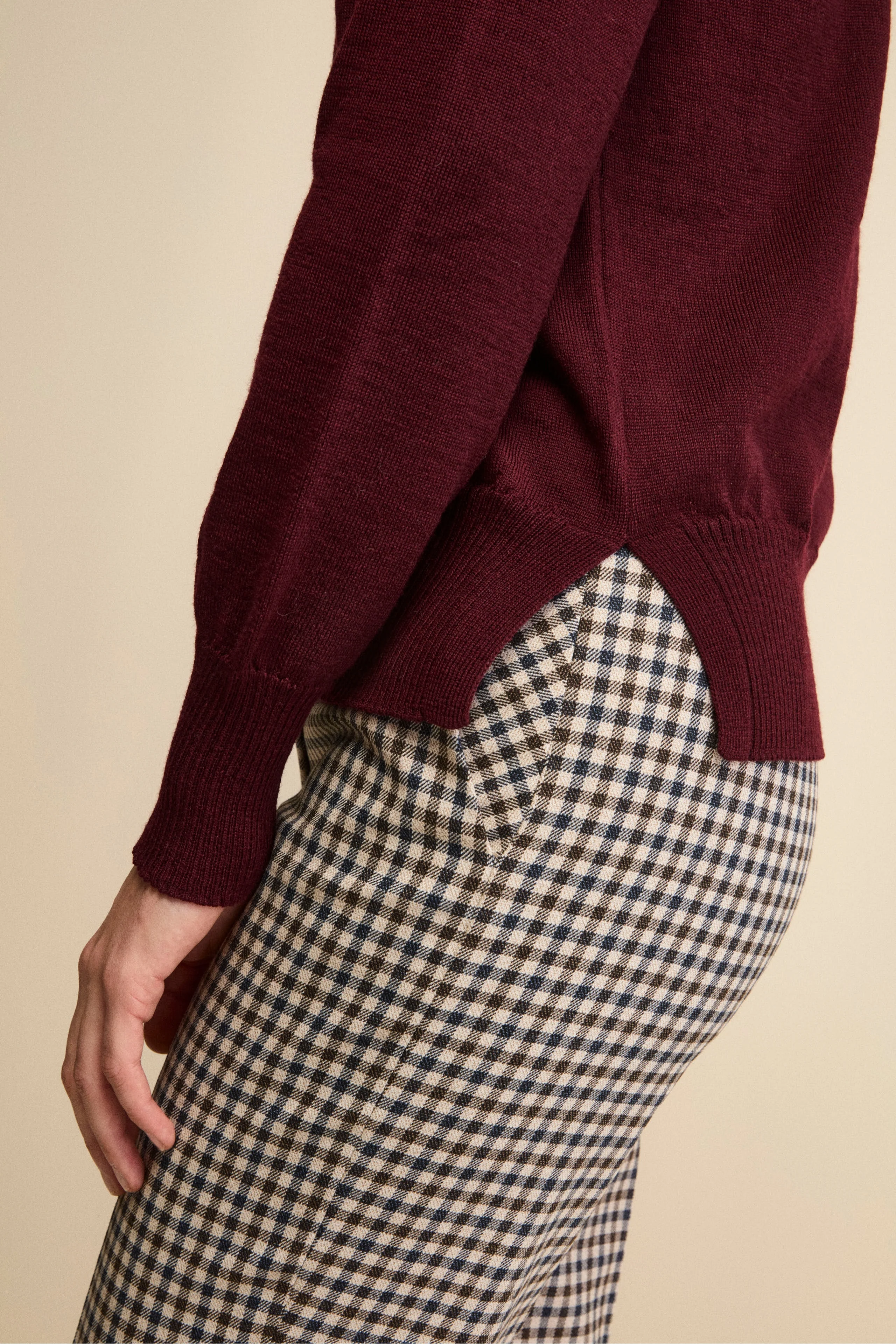 Maglia Serafino in Lana Merino - BORDEAUX - Image 3