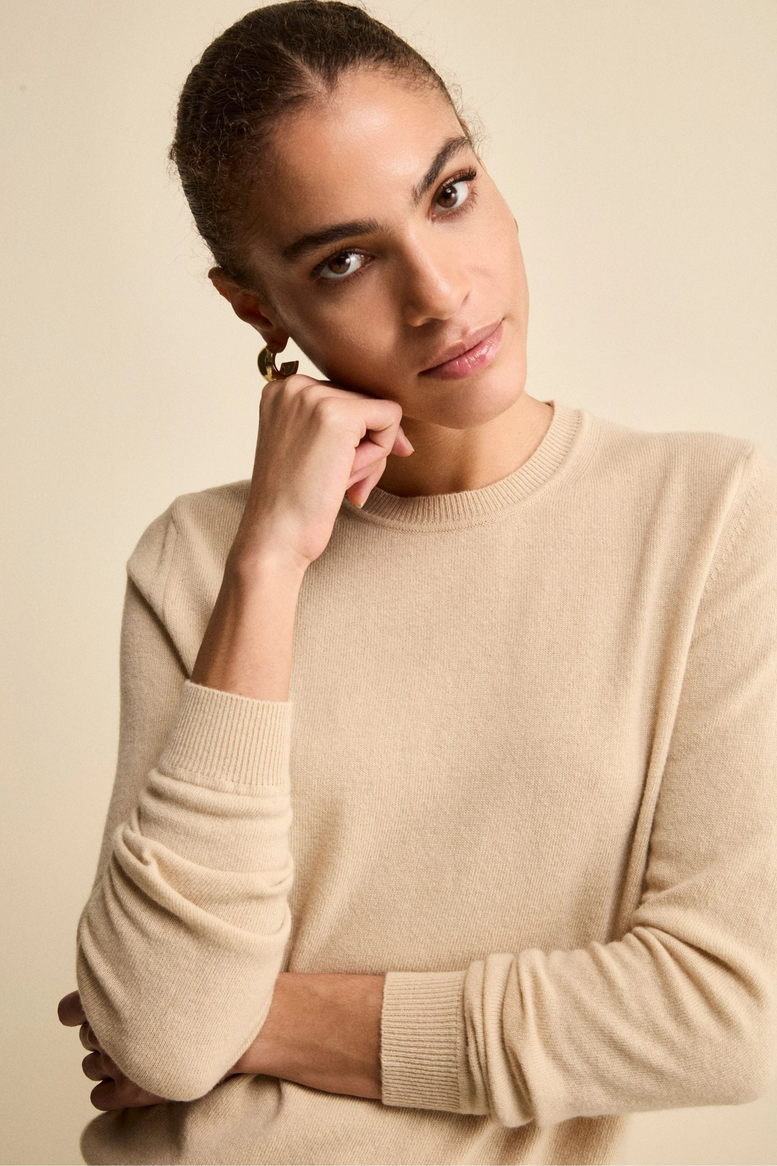 Maglioncino girocollo lana e cashmere - BEIGE - Image 2