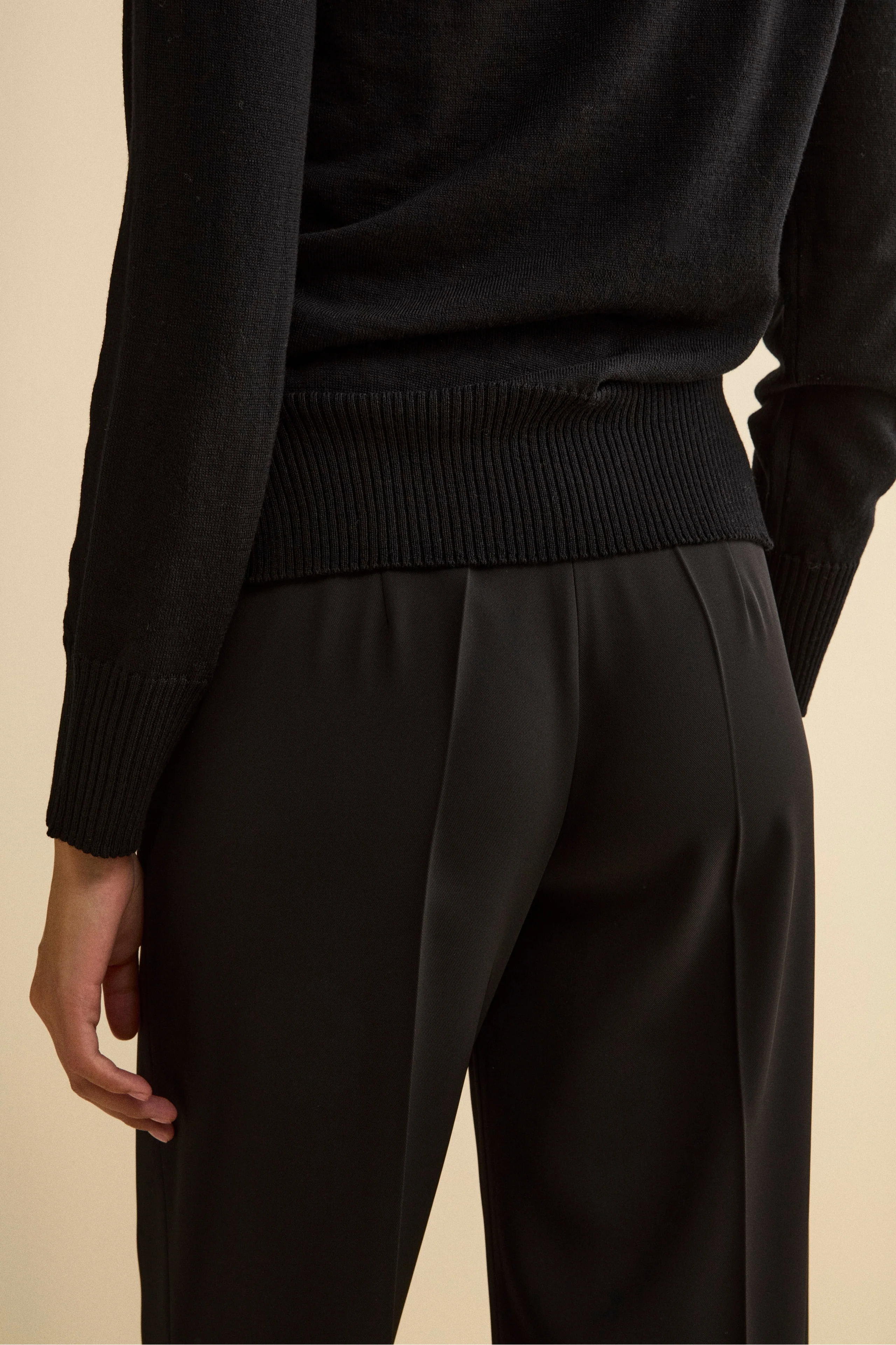 Pantalone Cady a Palazzo con Pieghe - NERO - Image 3