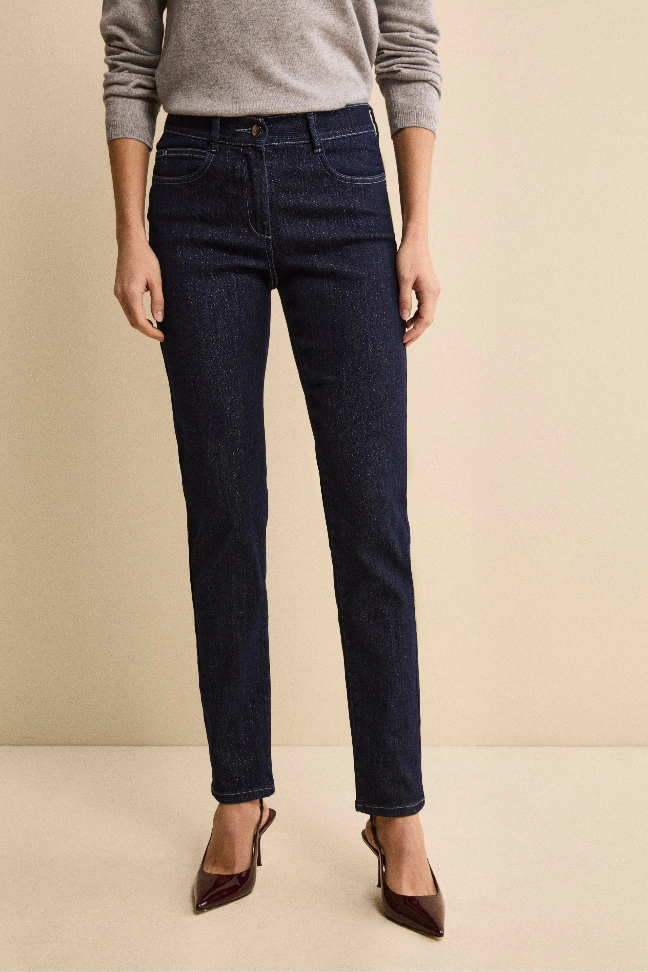 Pantalone Denim in Cotone con Lurex - JEANS