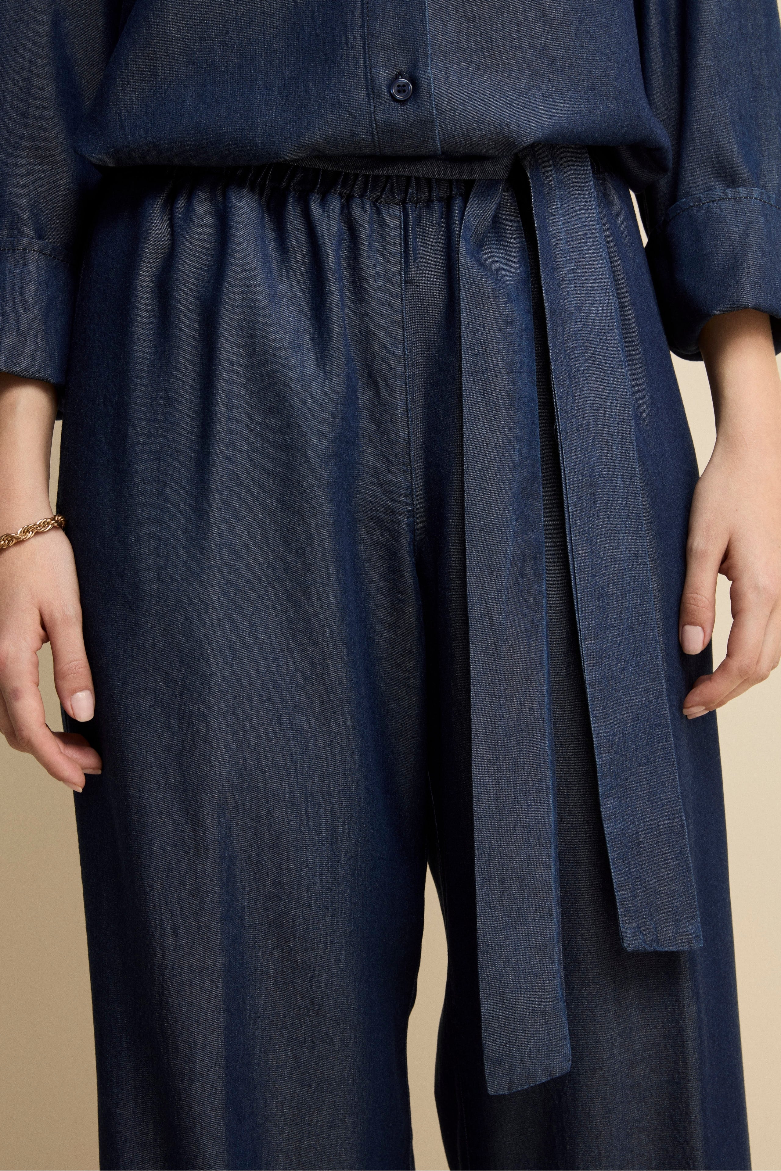 Pantalone Denim Over con Fusciacca - BLU - Image 3