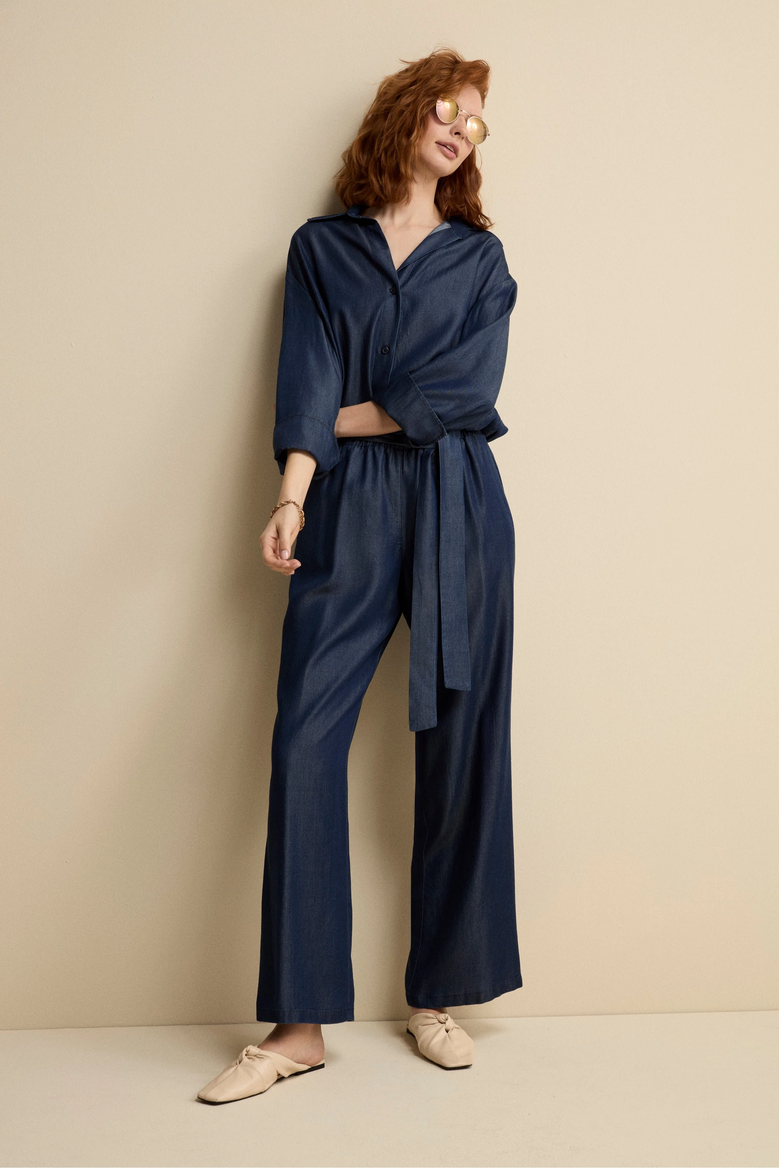 Pantalone Denim Over con Fusciacca - BLU - Image 4
