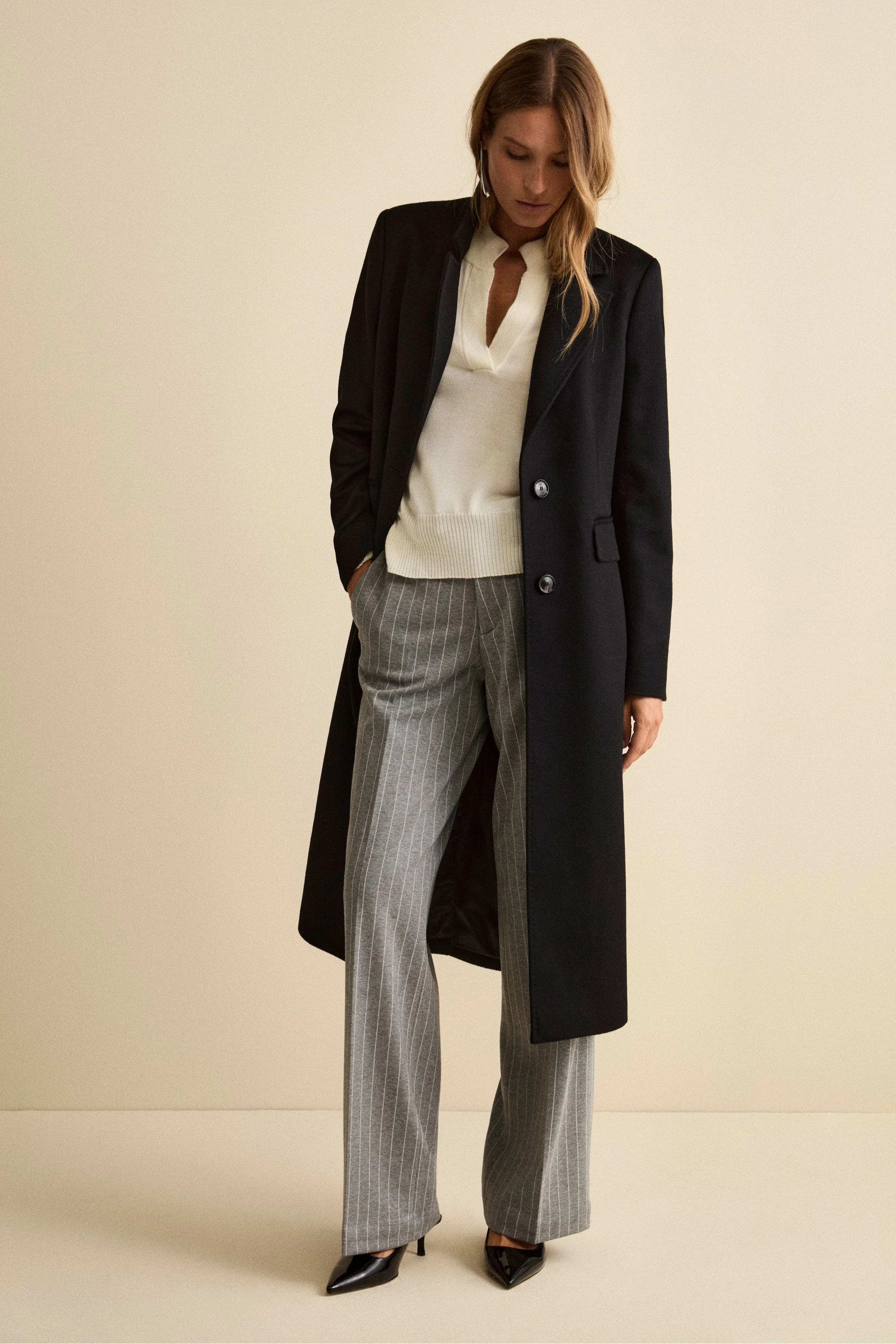 Pantalone Gessato a Gamba Larga - GRIGIO GESSATO - Image 4