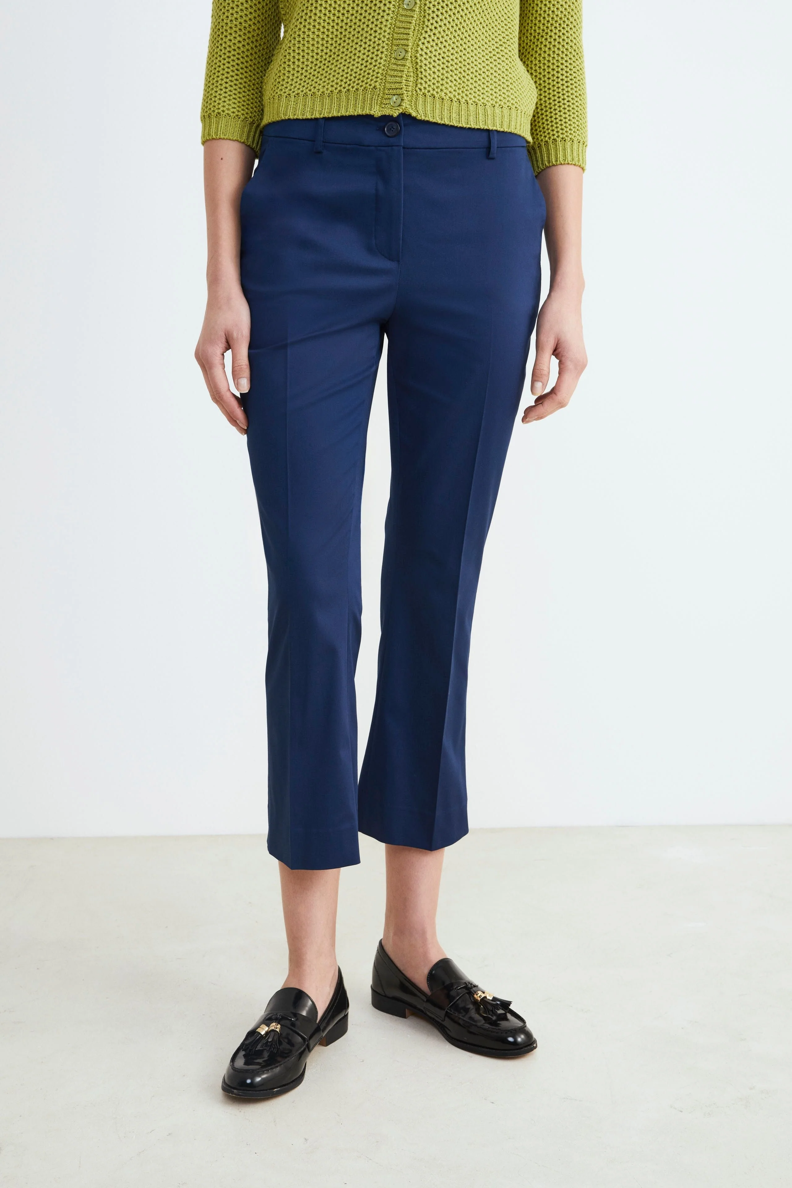 Pantalone in cotone mid-flare - DENIM