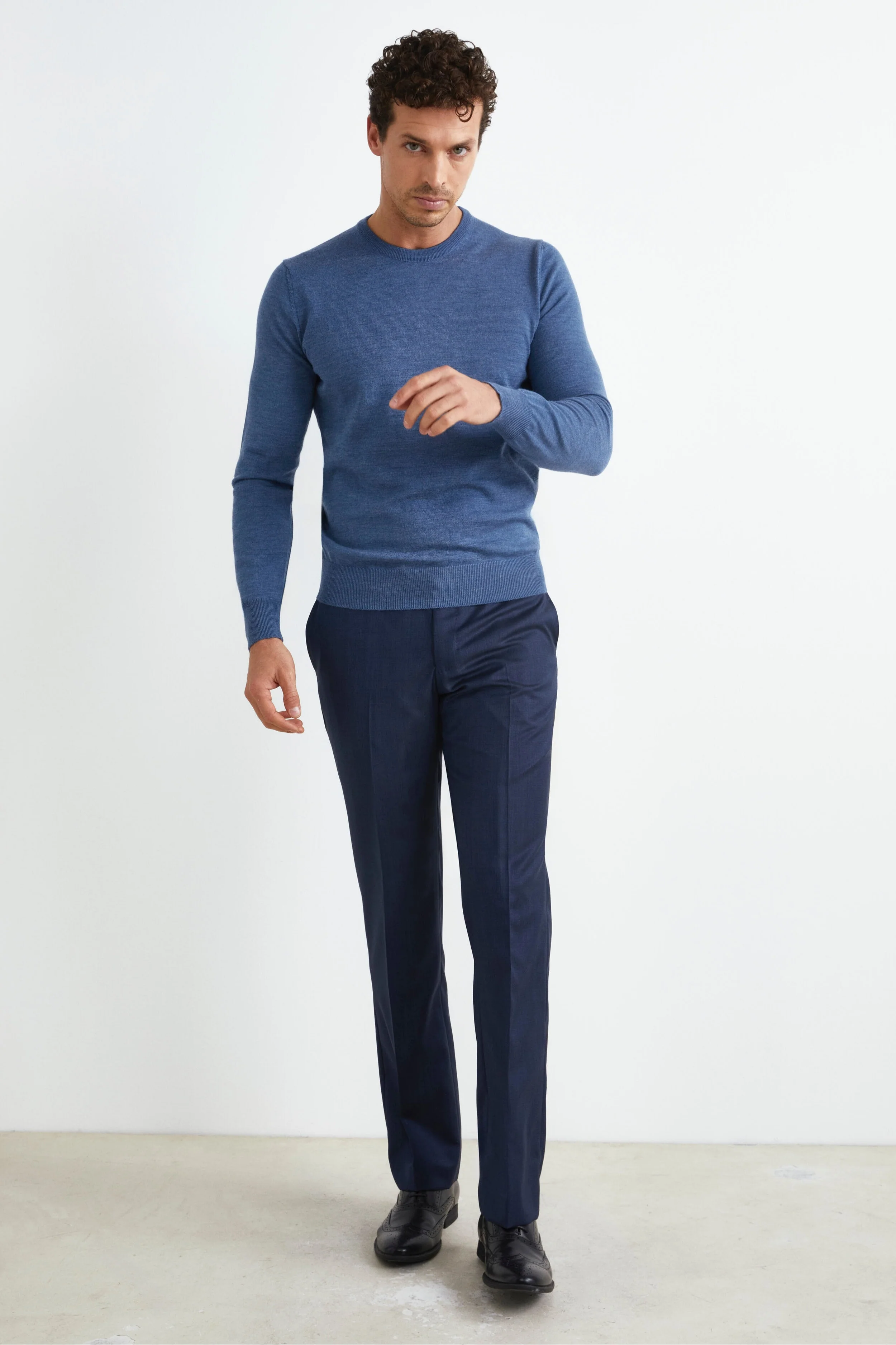 Pantalone in Lana Comfort Fit - BLU - Image 4