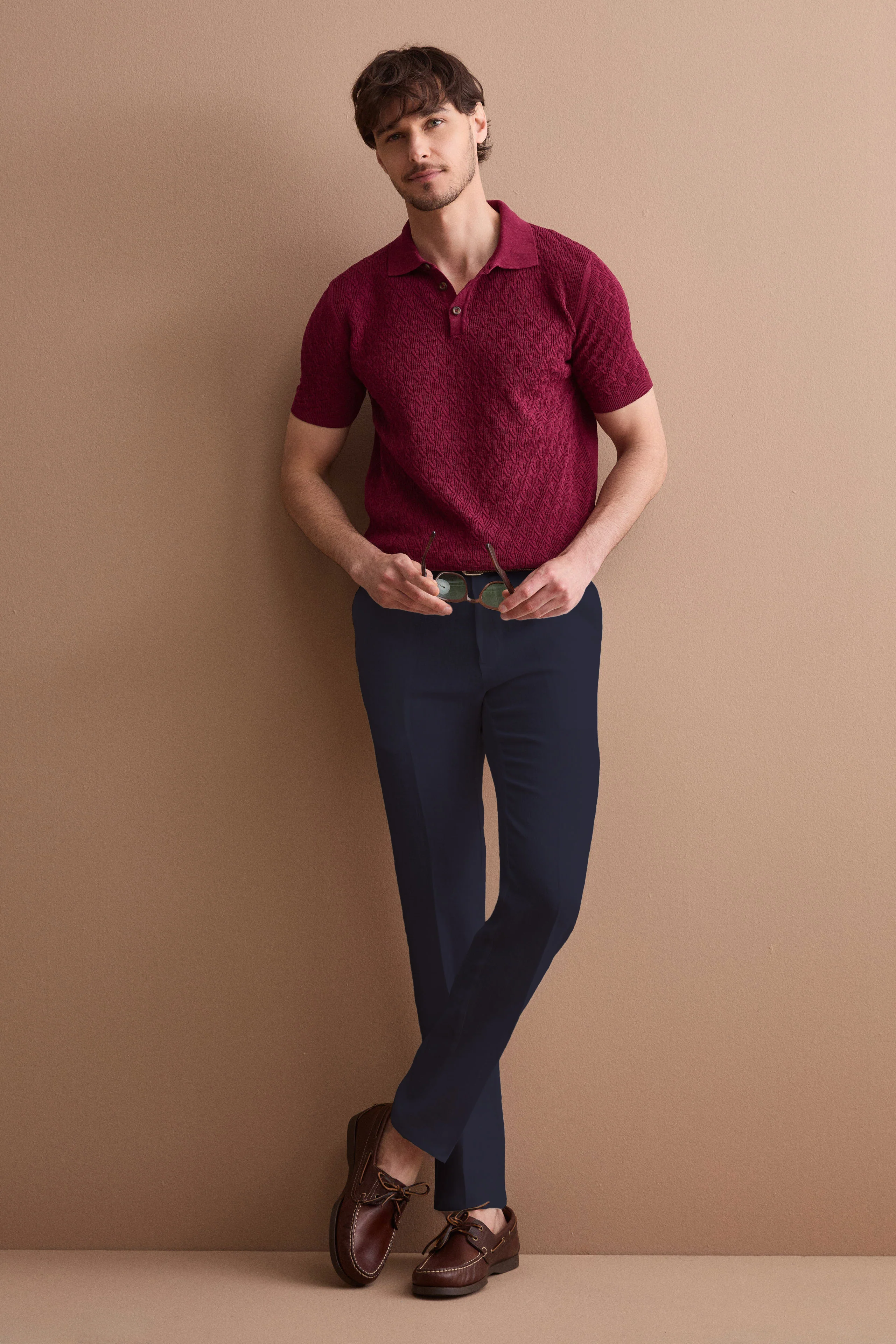 Pantalone in Lino a Sigaretta Regular Fit - BLU - Image 2