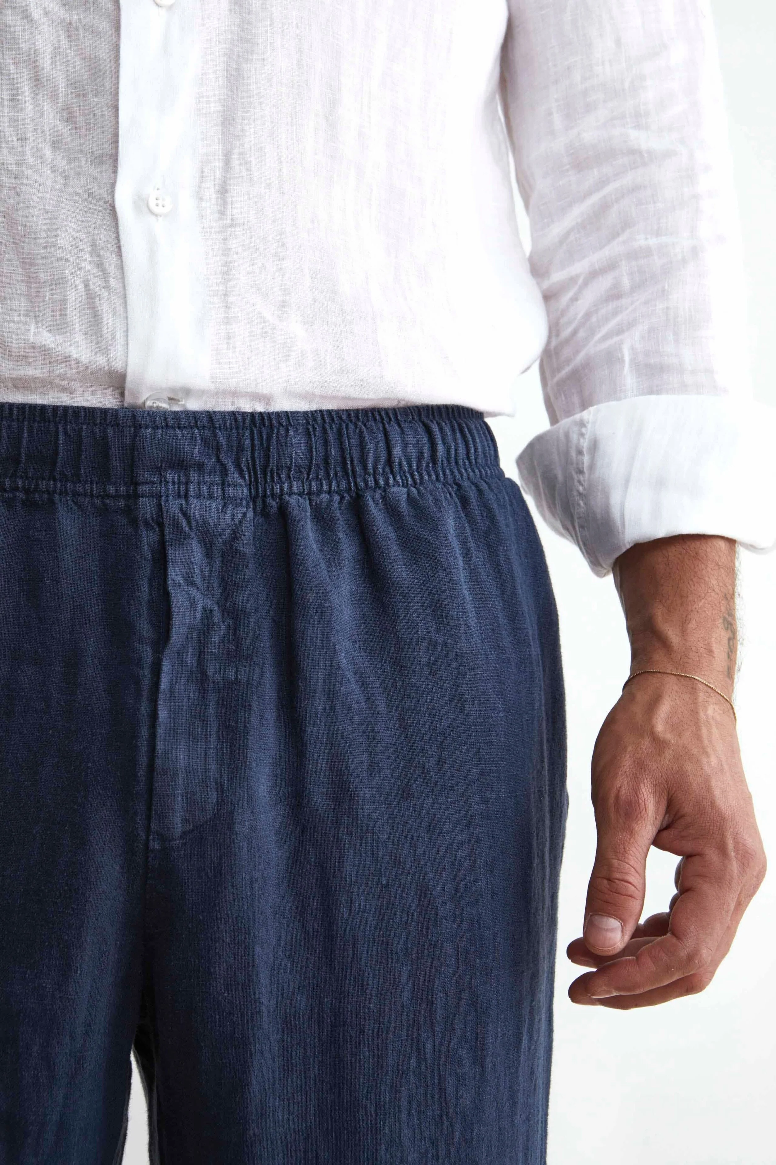 Pantalone in Lino con Coulisse - BLU NOTTE - Image 3
