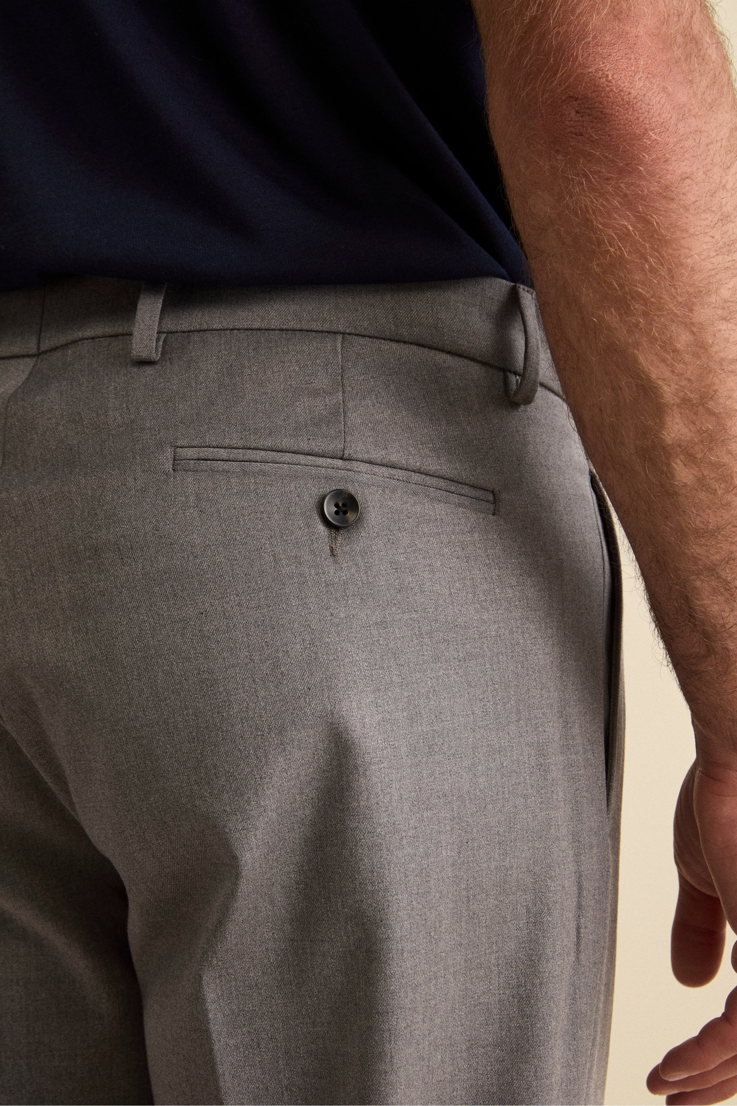 Pantalone Pinces Gamba Larga in Misto Lana - GRIGIO MELANGE - Image 3