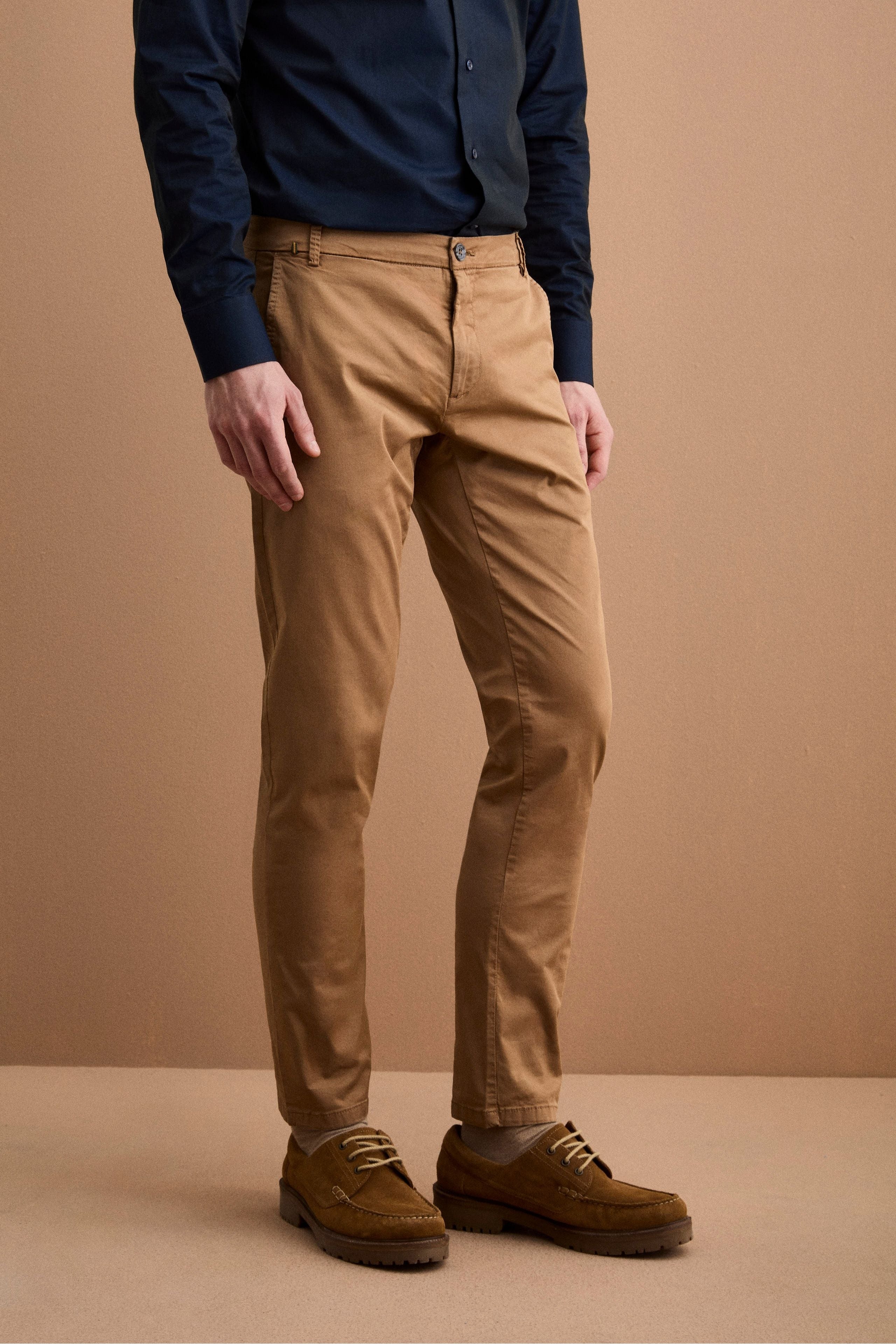 Pantalone Regular Fit in Gabardina di Cotone - RUGGINE