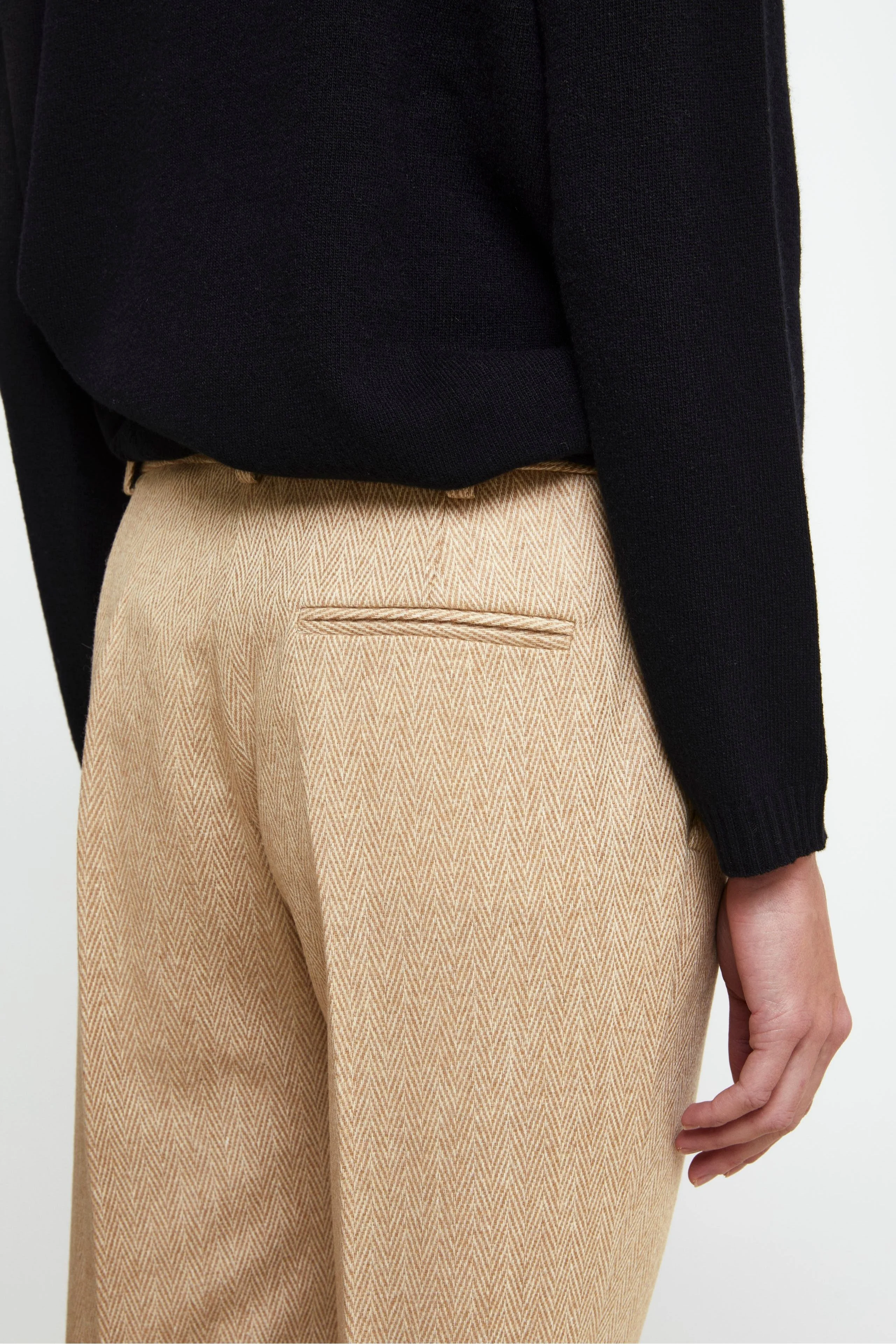 Pantalone Sigaretta in Lana - BEIGE SPIGATO - Image 3