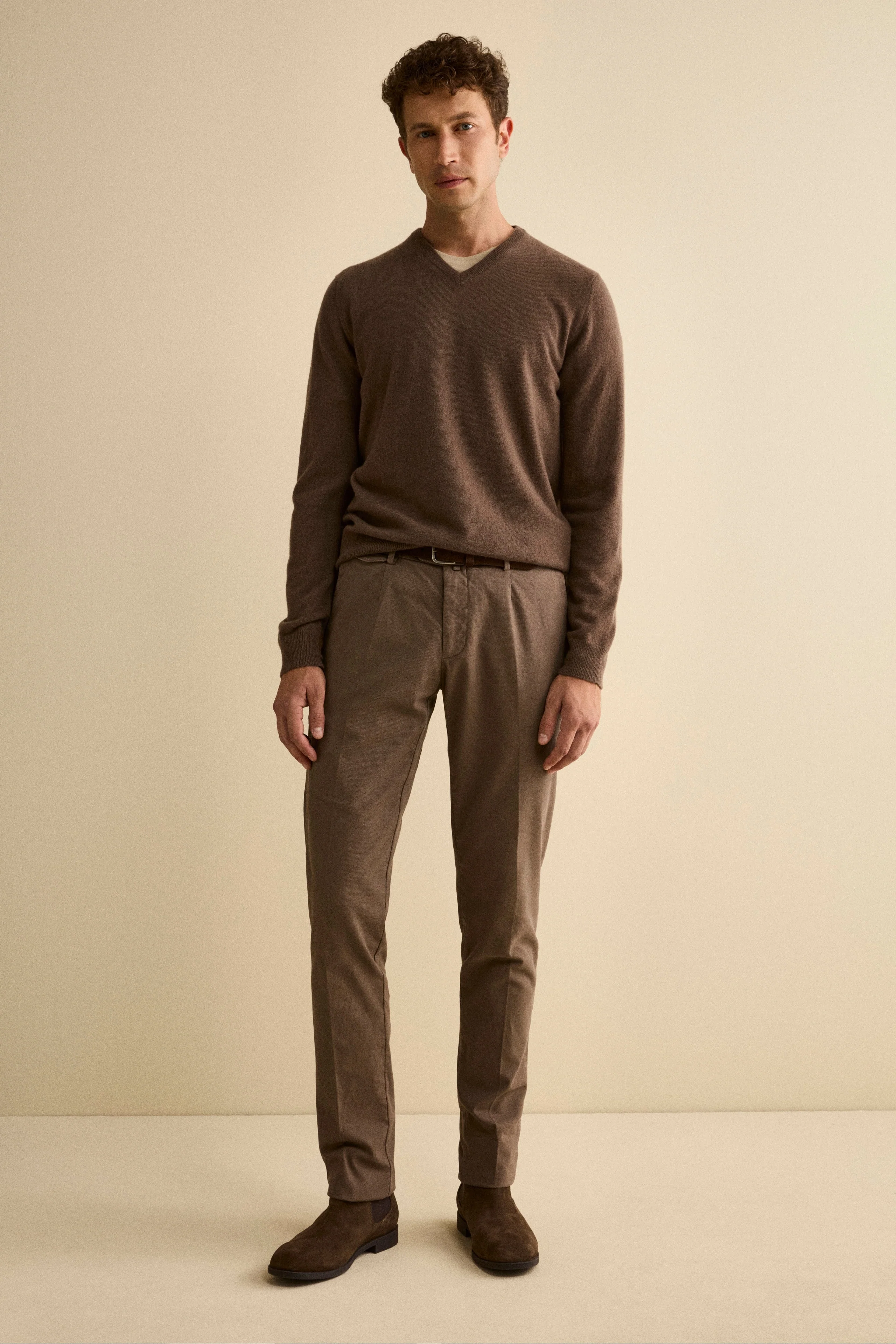Pantalone Slim Fit in Cotone Armaturato - FANGO - Image 2