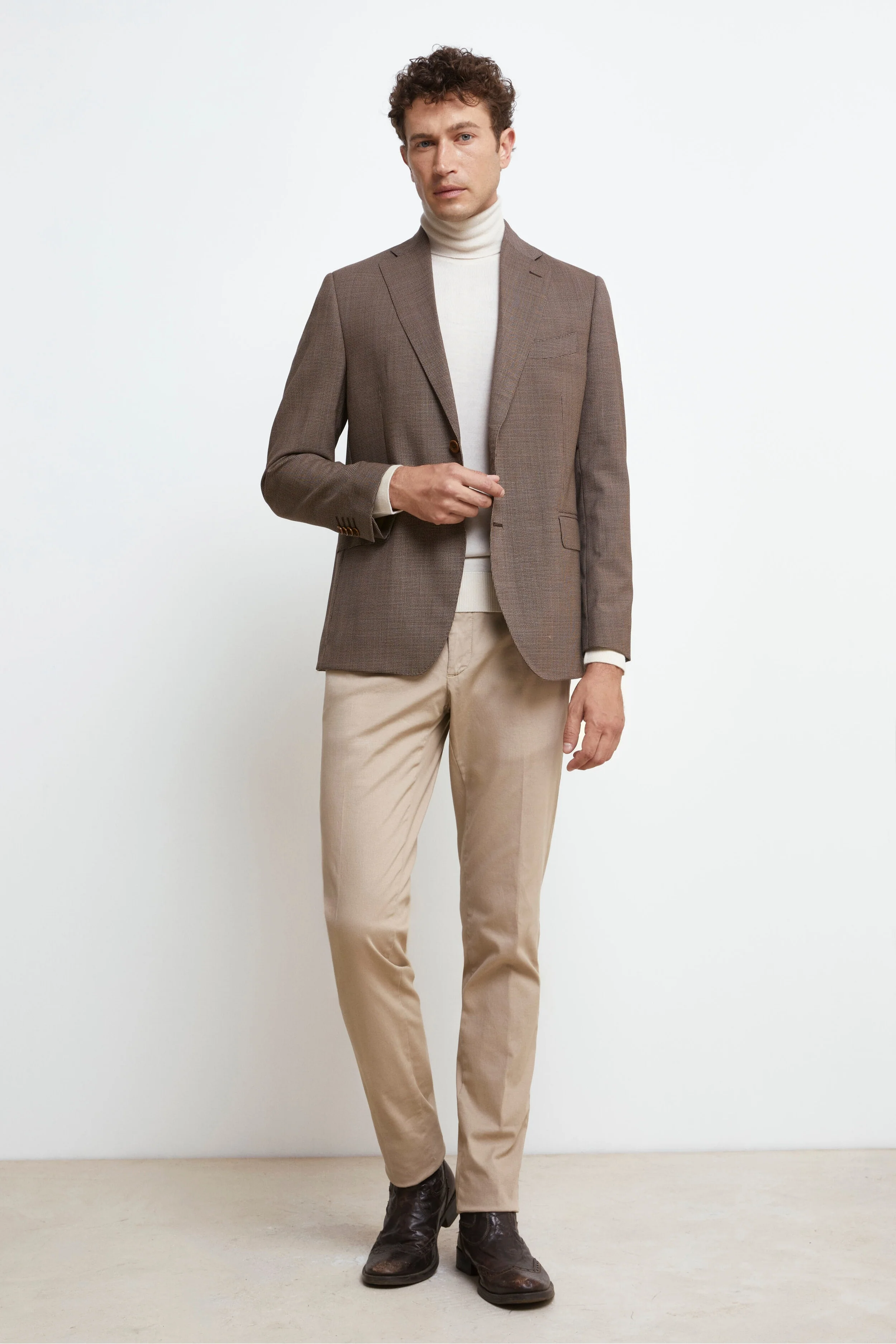 Pantalone Slim Fit in Cotone - BEIGE - Image 4