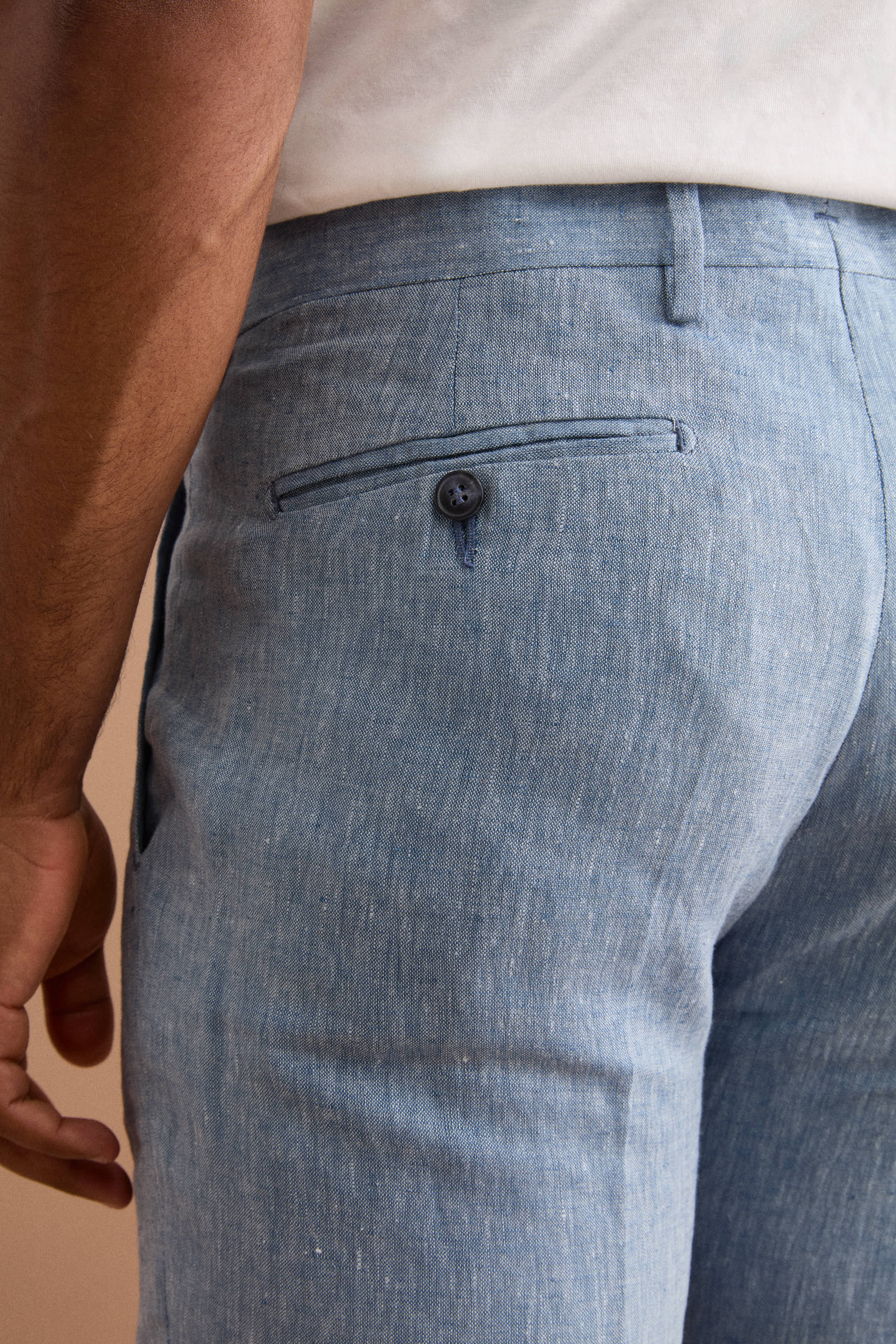 Pantalone Slim Fit in Lino con Pieghe - AVIO - Image 3