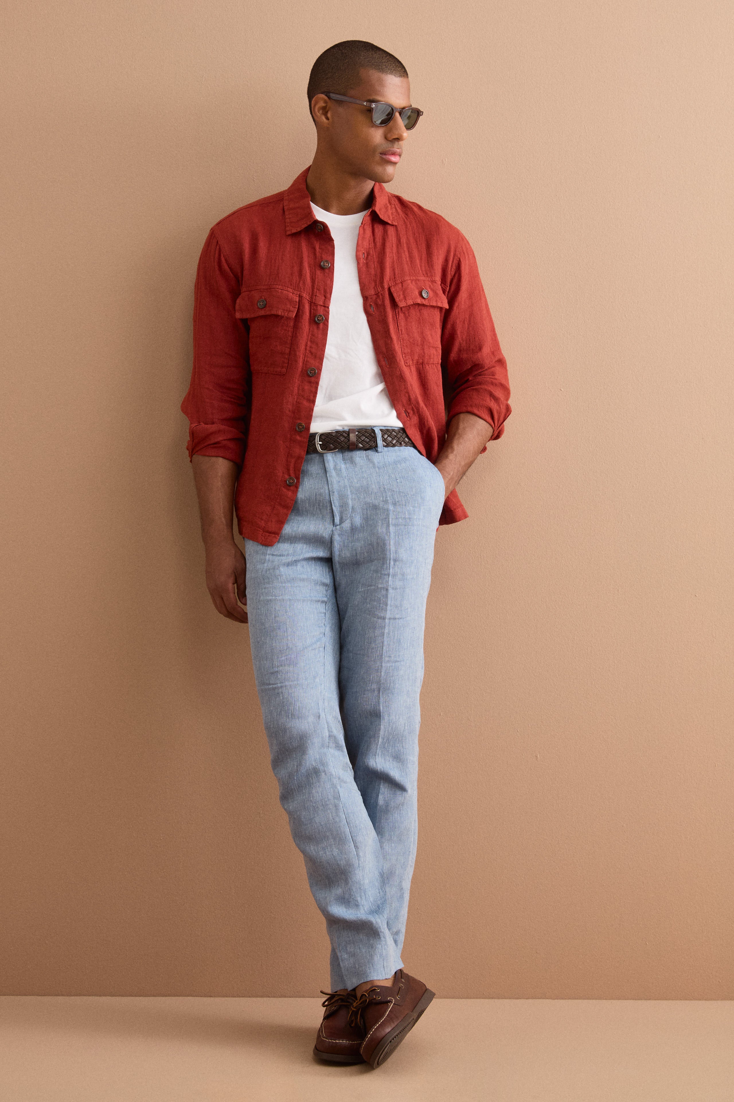Pantalone Slim Fit in Lino con Pieghe - AVIO - Image 4