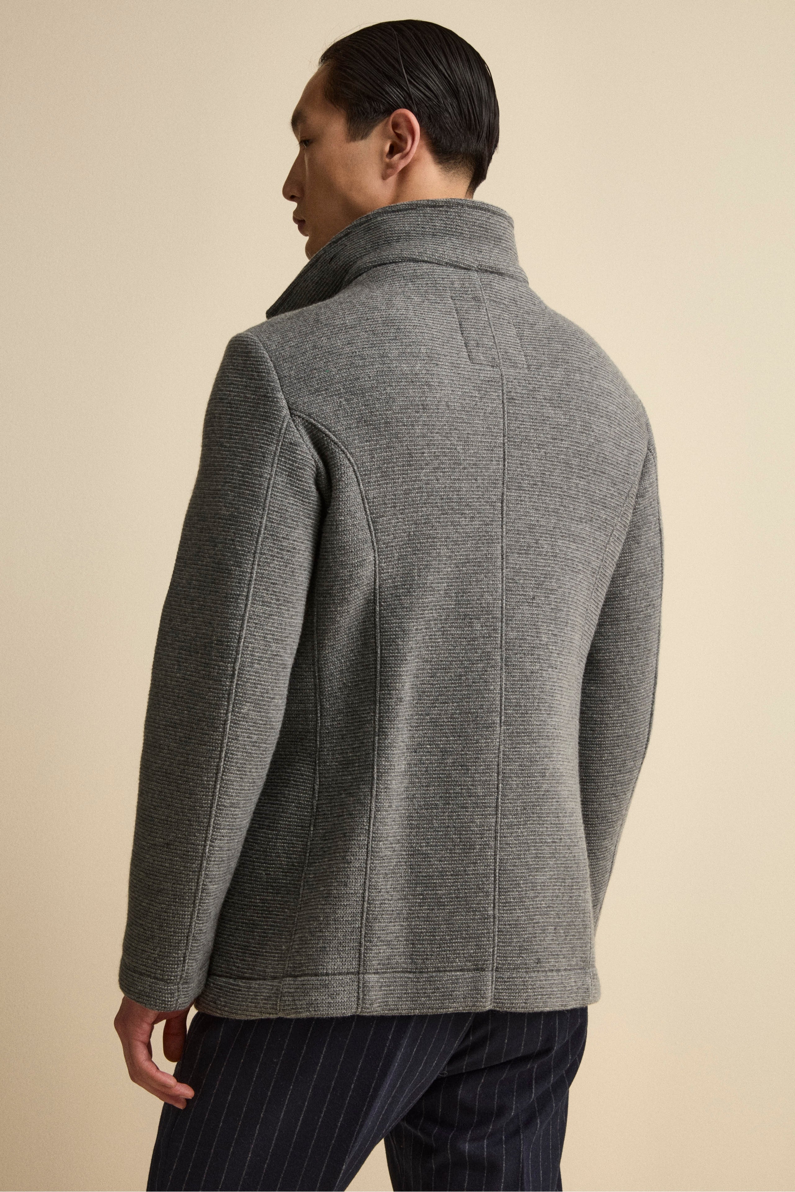 Peacoat Doppiopetto in Misto Lana con Pettorina - GRIGIO MELANGE - Image 3