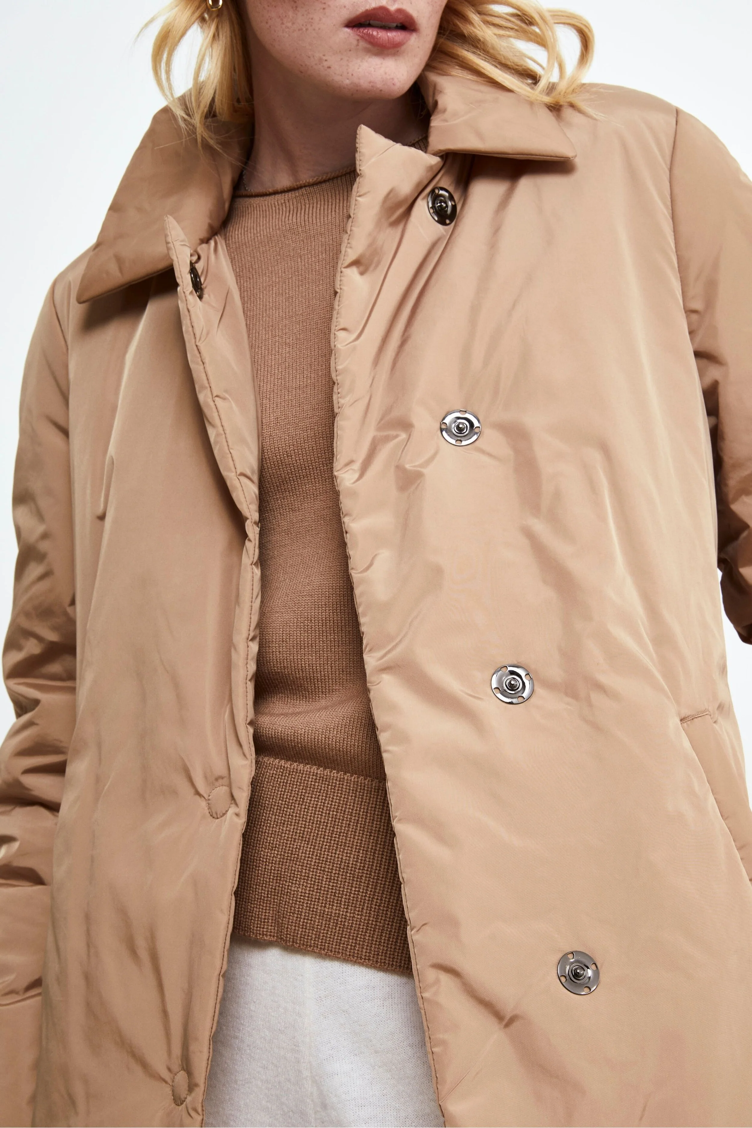 Piumino Midi con Cintura - BEIGE - Image 4
