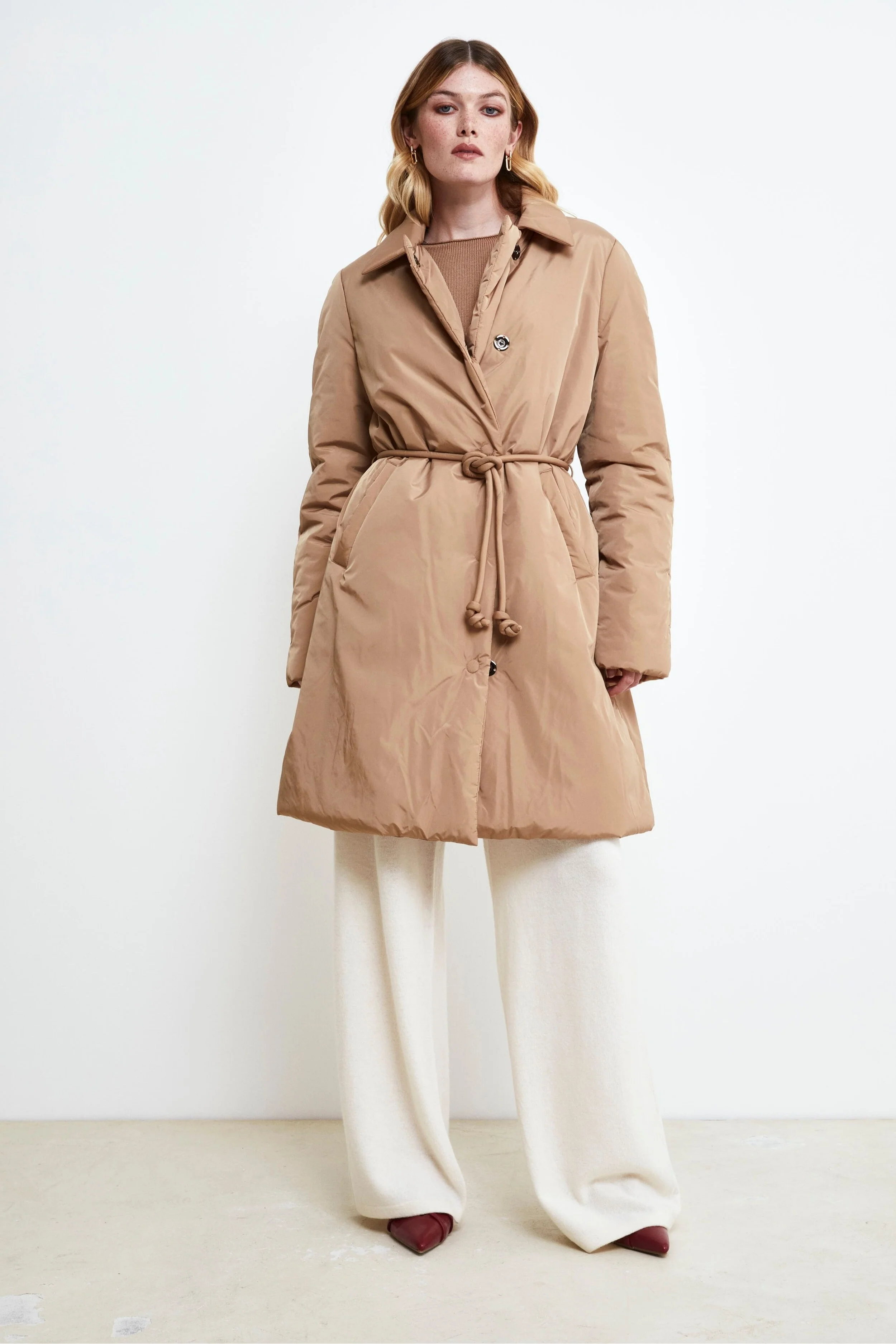 Piumino Midi con Cintura - BEIGE - Image 6
