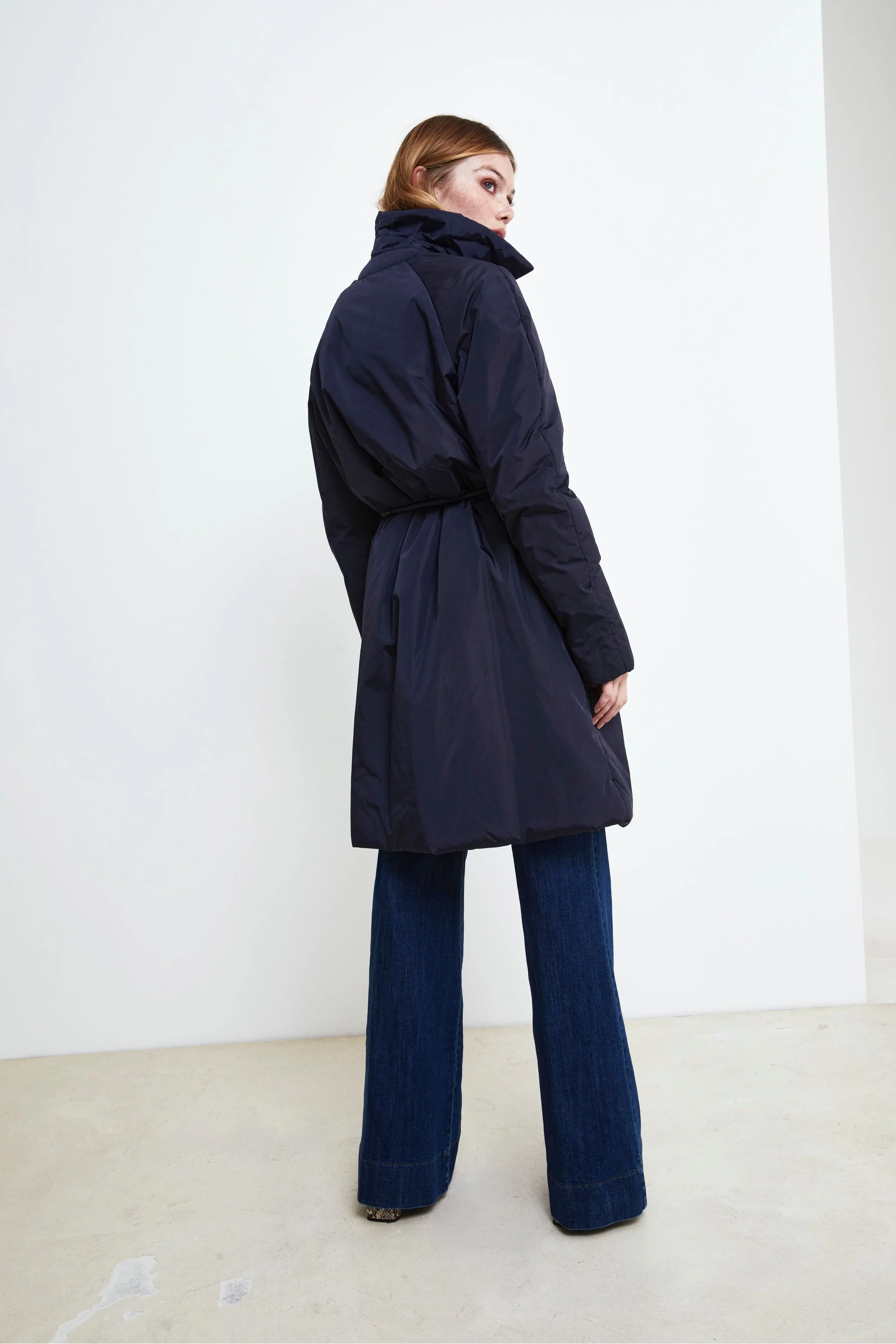 Piumino Midi con Cintura - NAVY - Image 2