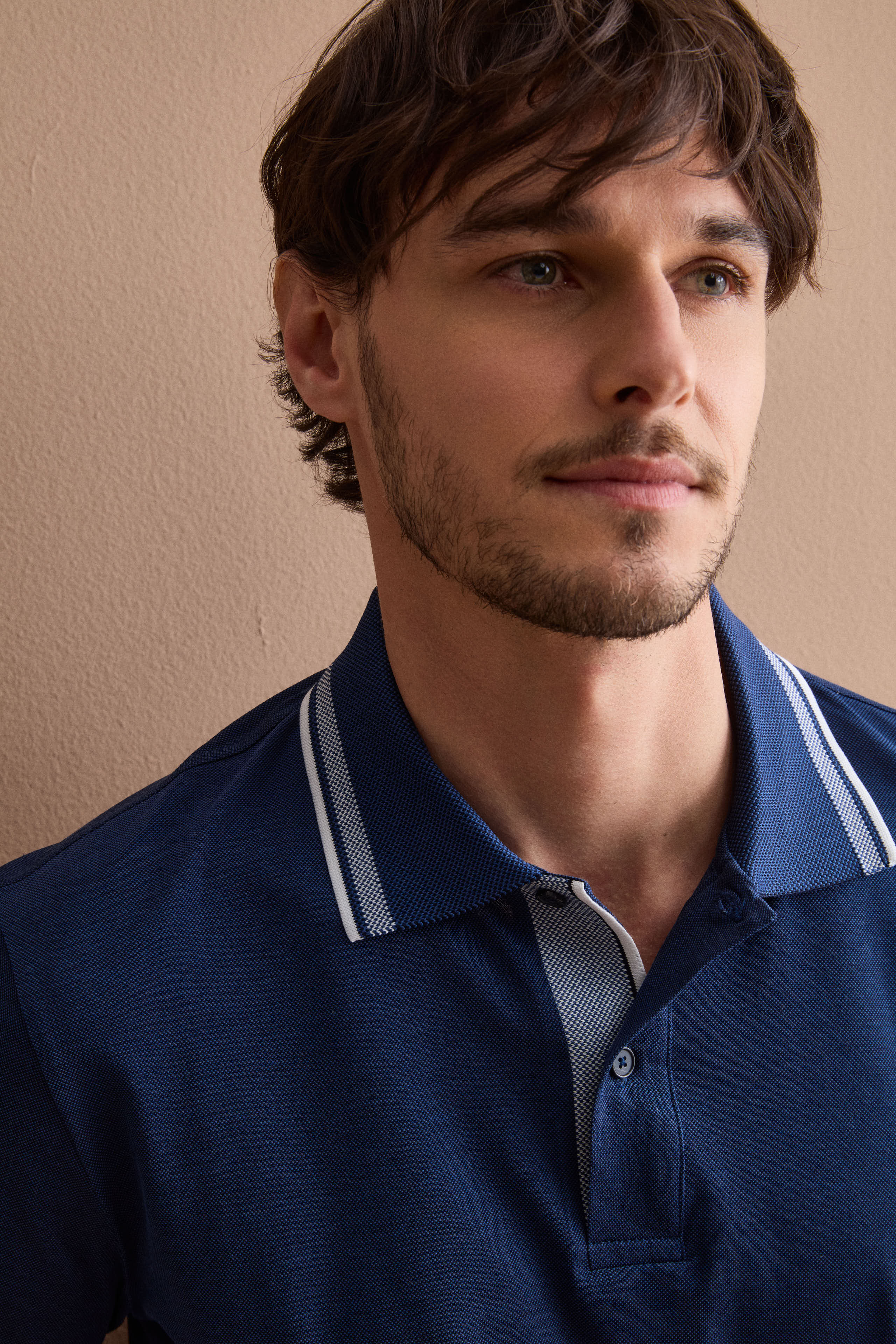 Polo Uomo Oxford in Filo di Scozia - BLU - Image 2