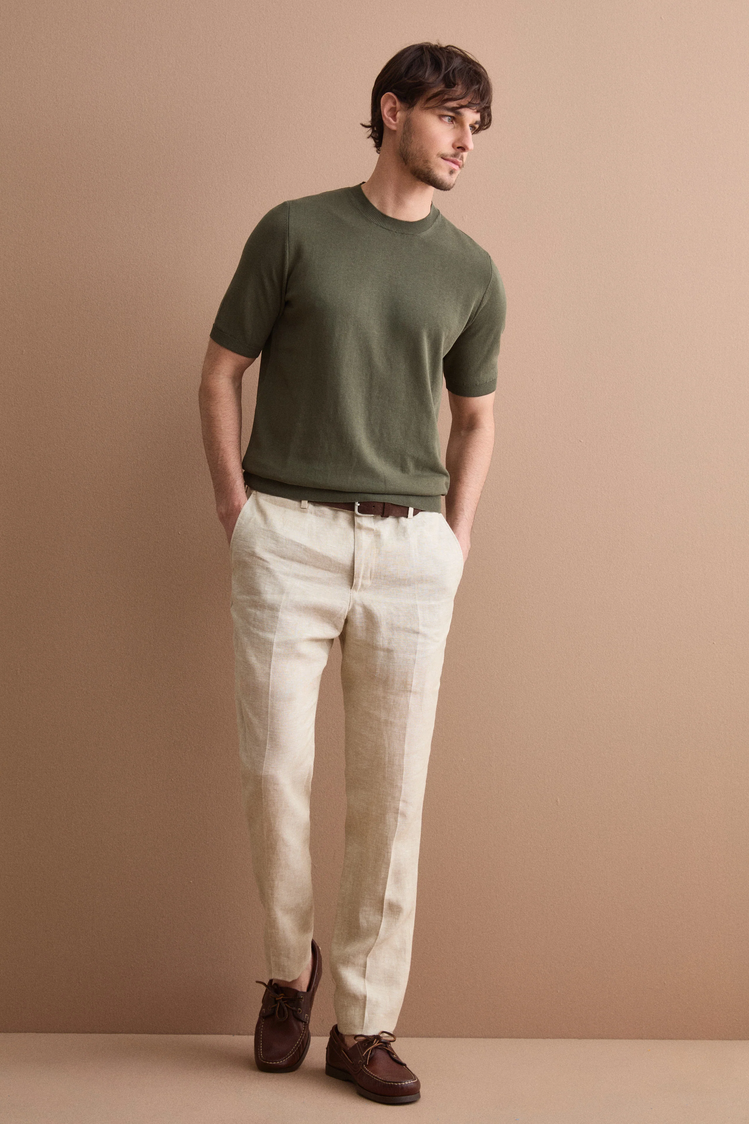 T-shirt in Maglia di Cotone Crêpe - VERDE MILITARE - Image 4