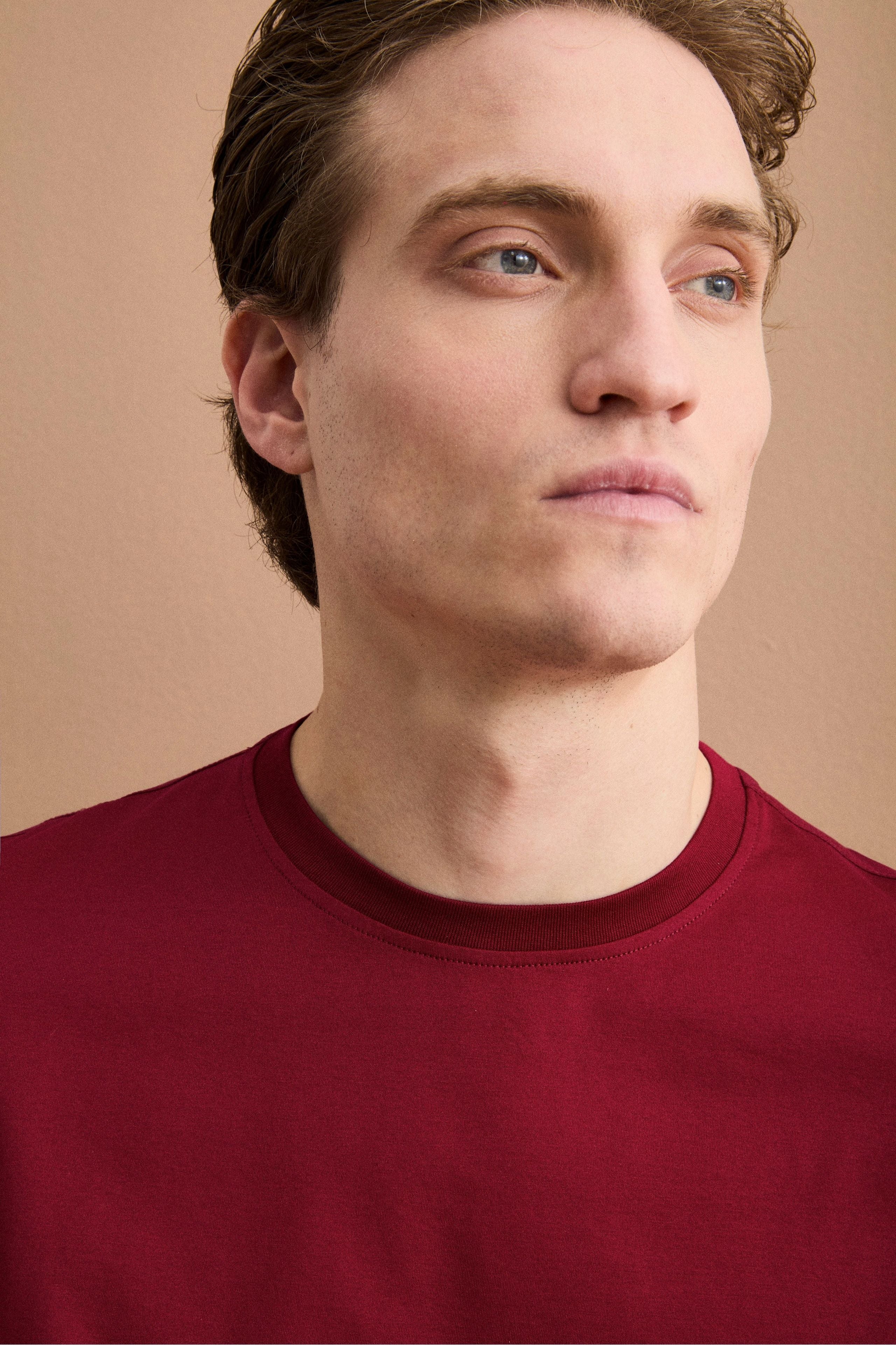 T-Shirt Slim in Filo di Scozia - BORDEAUX - Image 2