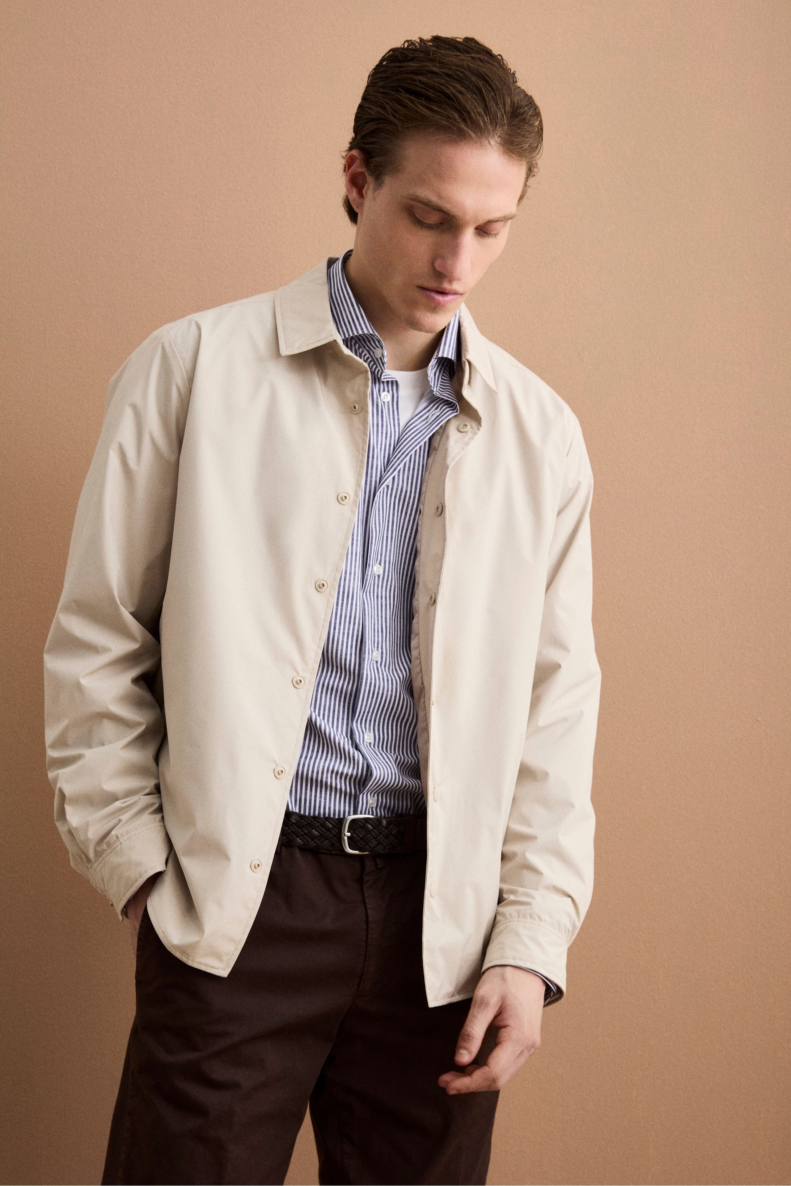 Trench Corto Foderato con Collo a Camicia - LATTE - Image 2