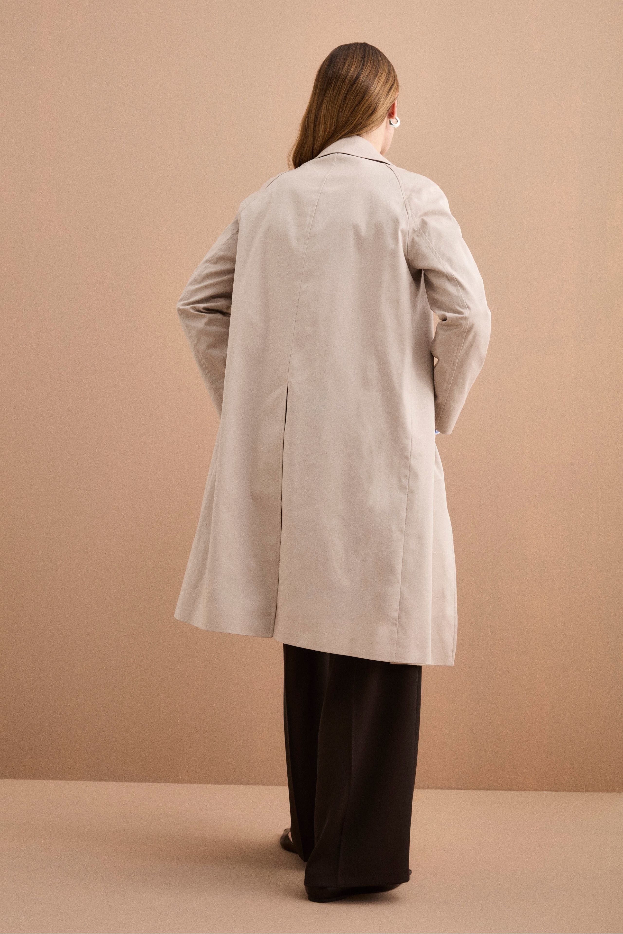 Trench Monopetto Foderato con Collo a Camicia - BEIGE - Image 5